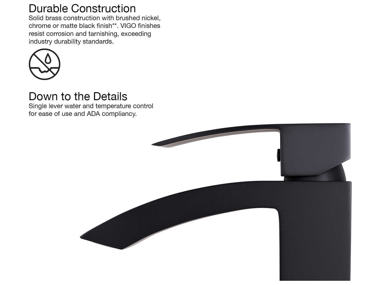 Vigo Satro Matte Black 1-Handle Vessel Waterfall Bathroom Faucet