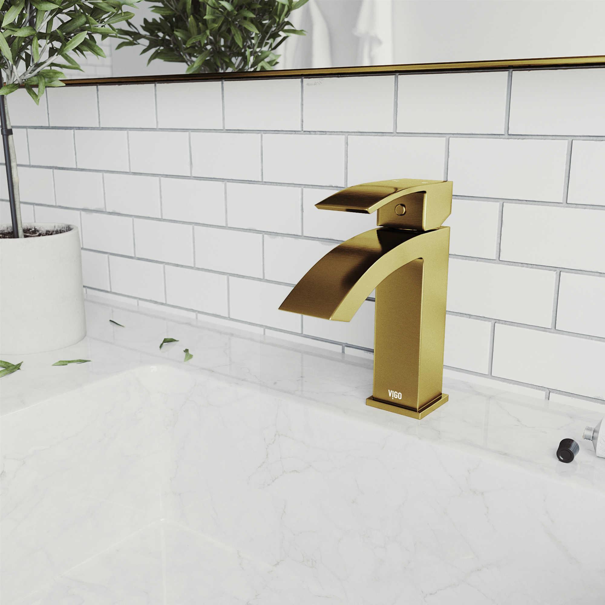 Vigo Satro Matte Brushed Gold Bathroom Faucet