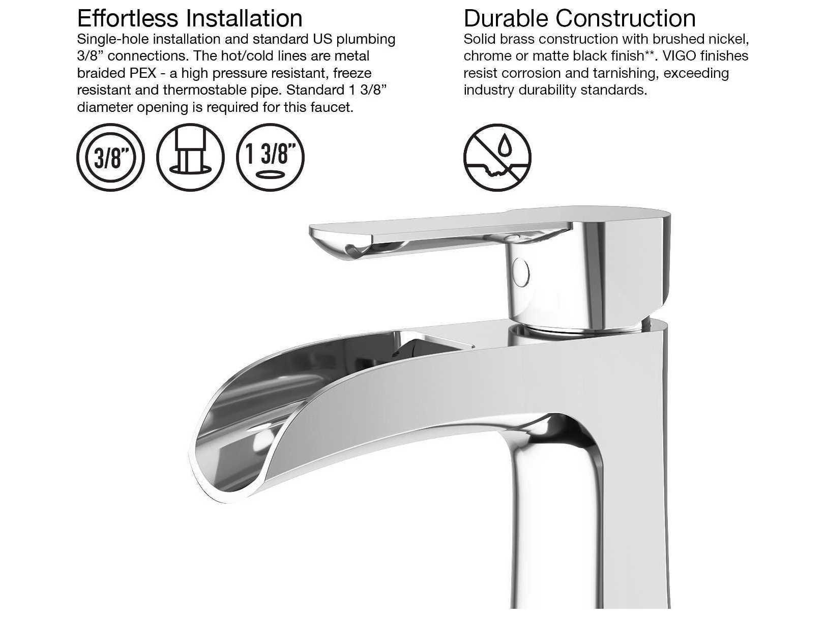 Vigo Paloma Chrome 1-Handle Waterfall Vessel Bathroom Faucet