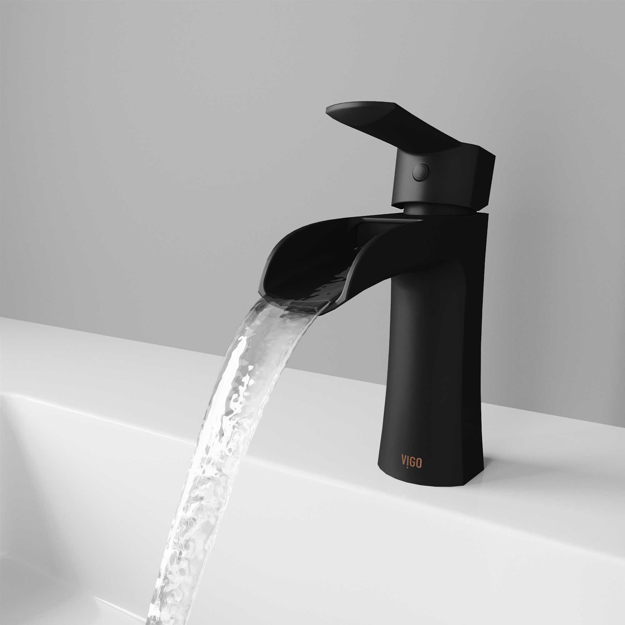 Vigo Paloma Matte Black 1-Handle Waterfall Vessel WaterSense Bathroom Faucet