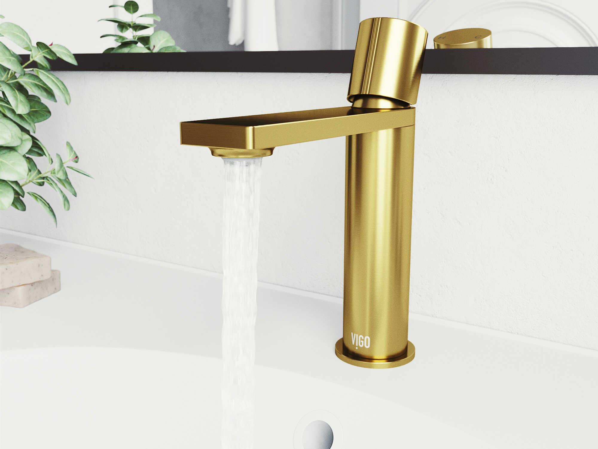 Vigo Halsey Matte Gold 1-Handle Bathroom Faucet