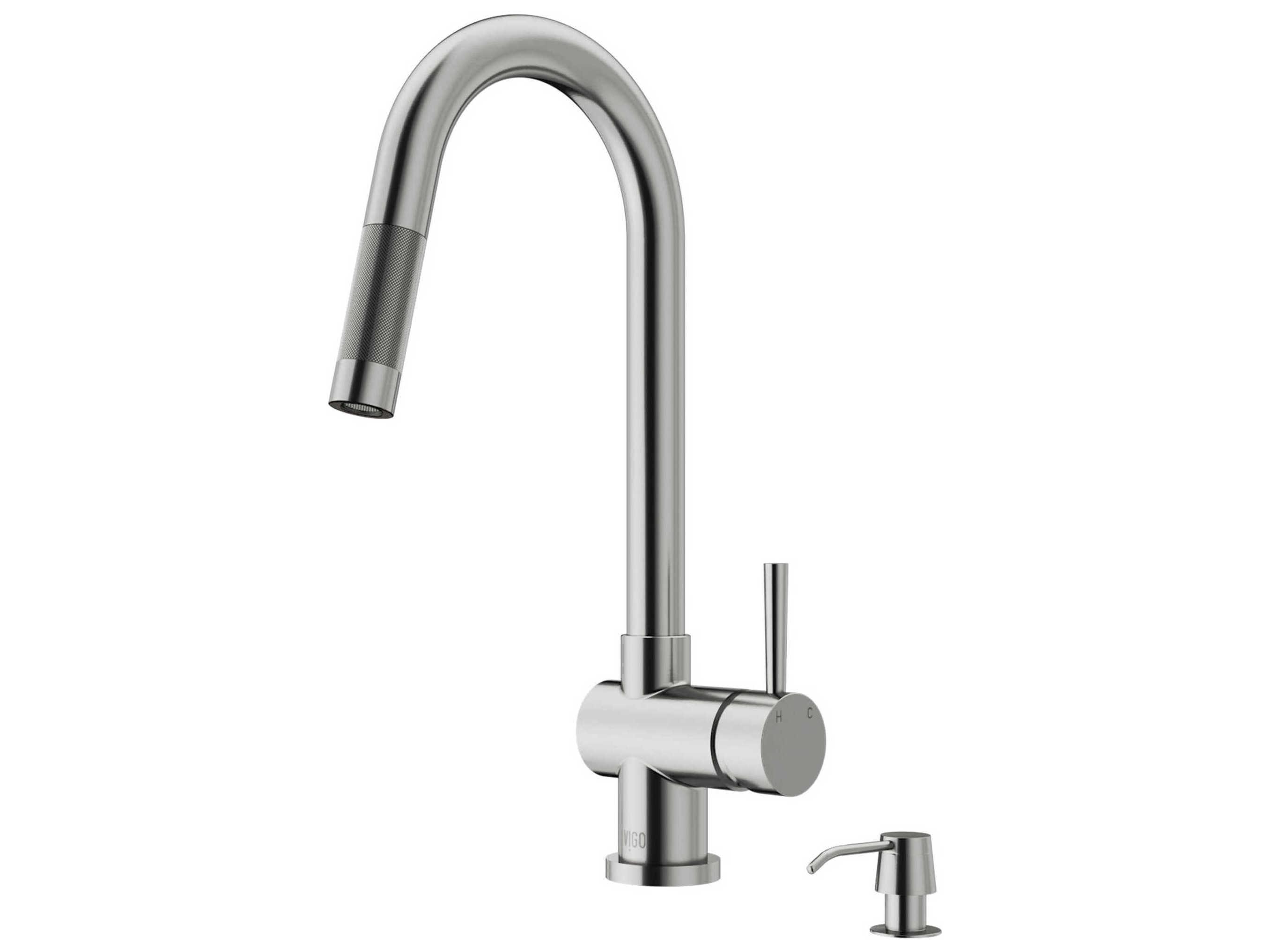 Vigo Gramercy Single Handle Pull-Down Spout Kitchen Faucet with Soap Dispenser