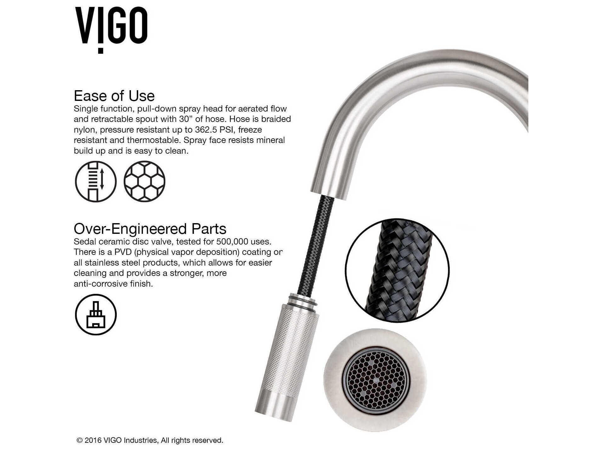 Vigo Gramercy Single Handle Pull-Down Spout Kitchen Faucet with Soap Dispenser