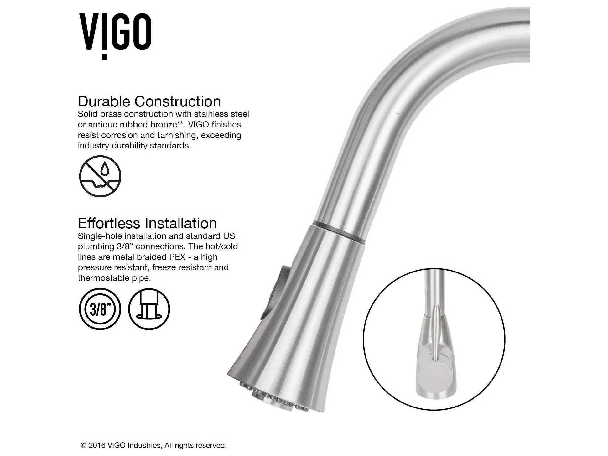 Vigo Aylesbury Stainless Steel 1-Handle Deck Mount Pull-Down Kitchen Faucet