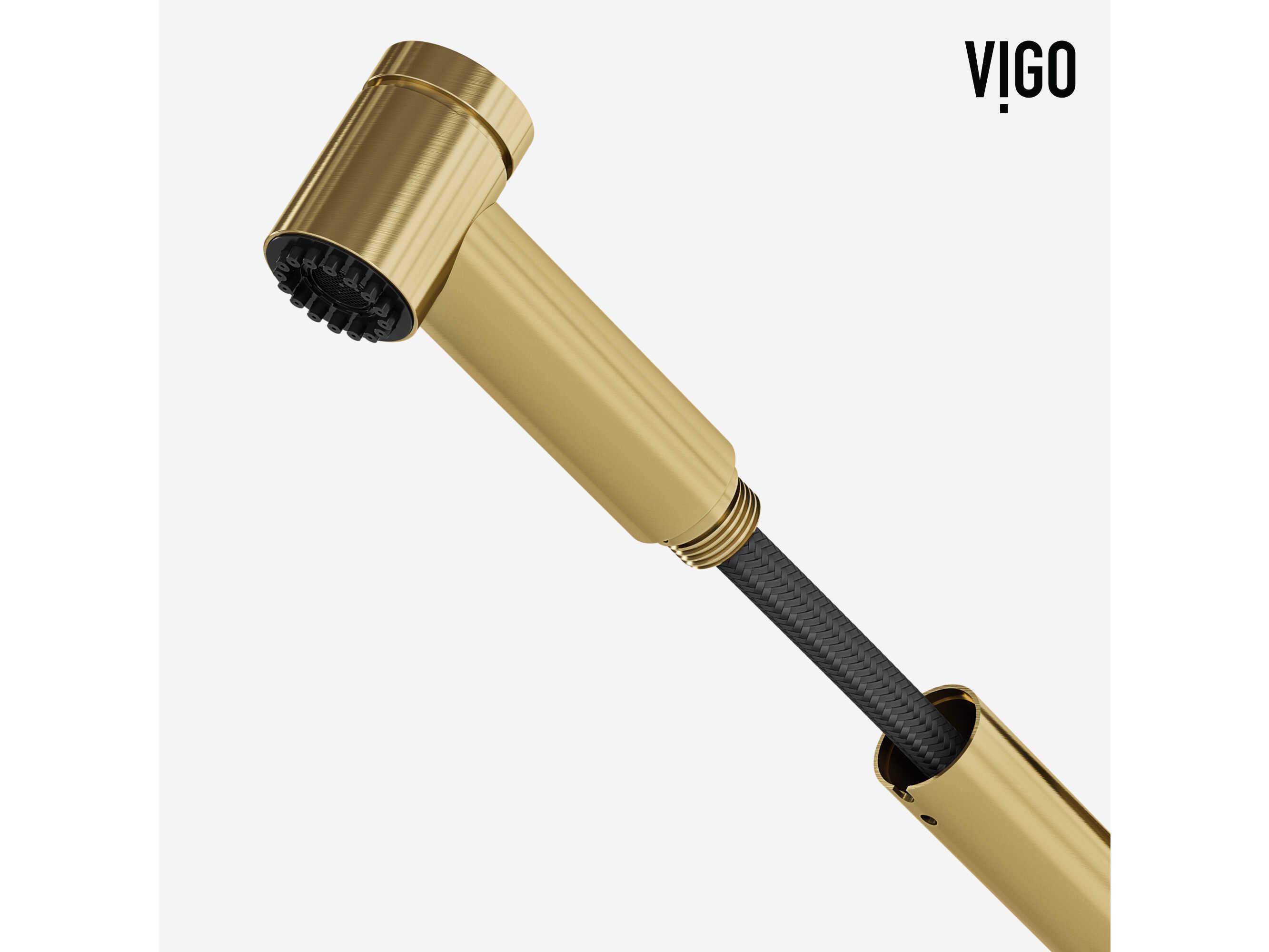 Vigo Branson Matte Brushed Gold Single Handle Pull-Out Sprayer Kitchen Faucet