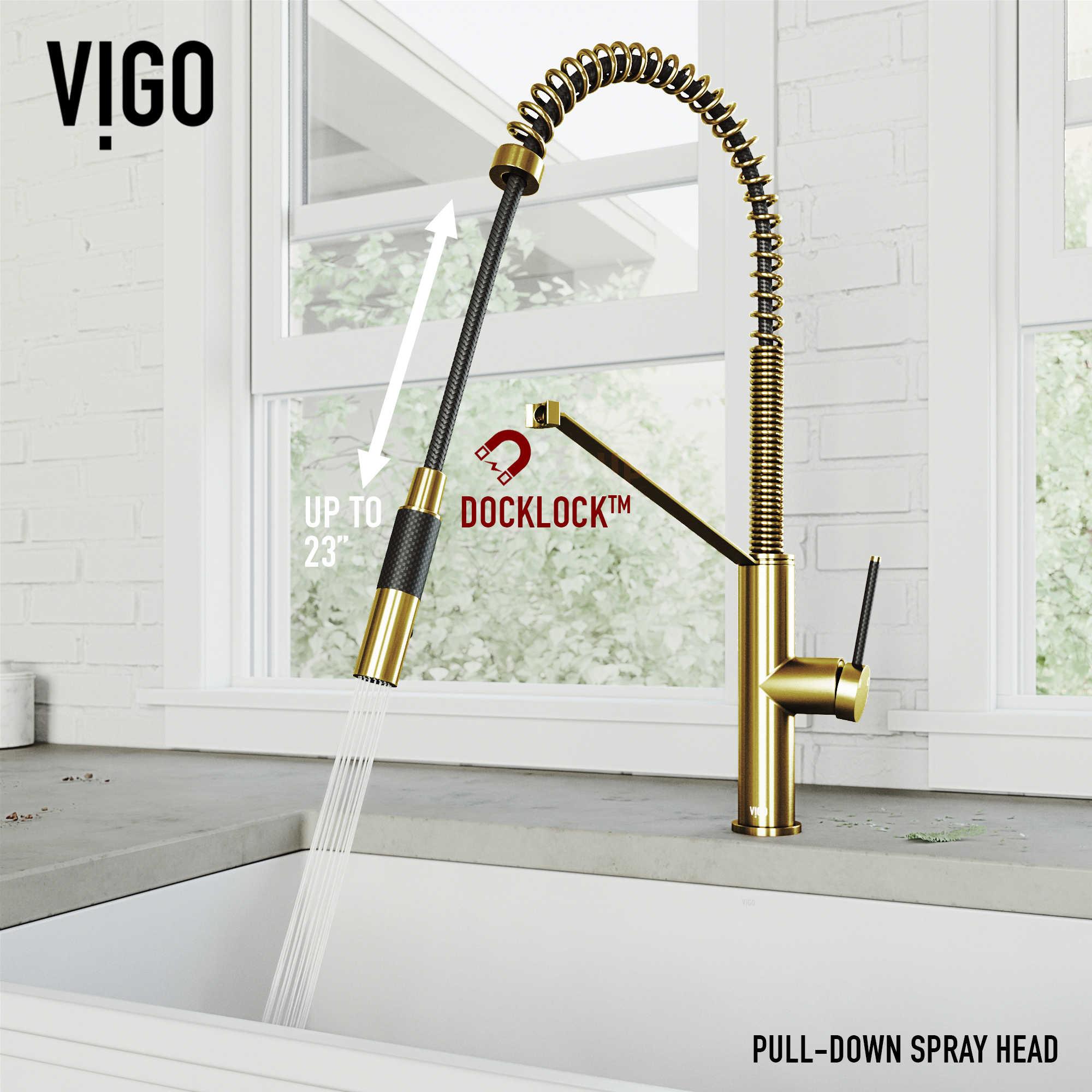 Vigo Livingston Matte Brushed Gold Magnetic Single-Handle Livingston Kitchen Faucet
