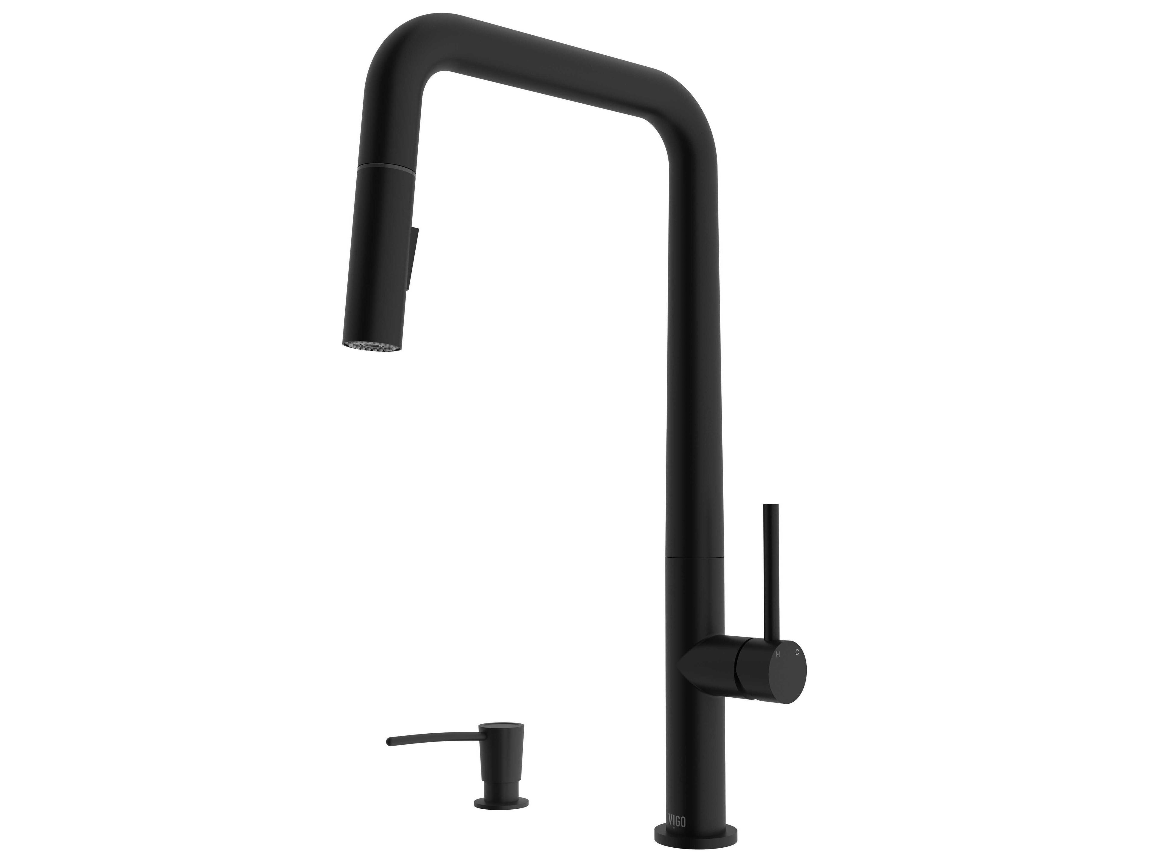 Vigo Parsons Single Handle Pull-Down Sprayer Kitchen Faucet with Soap Dispenser