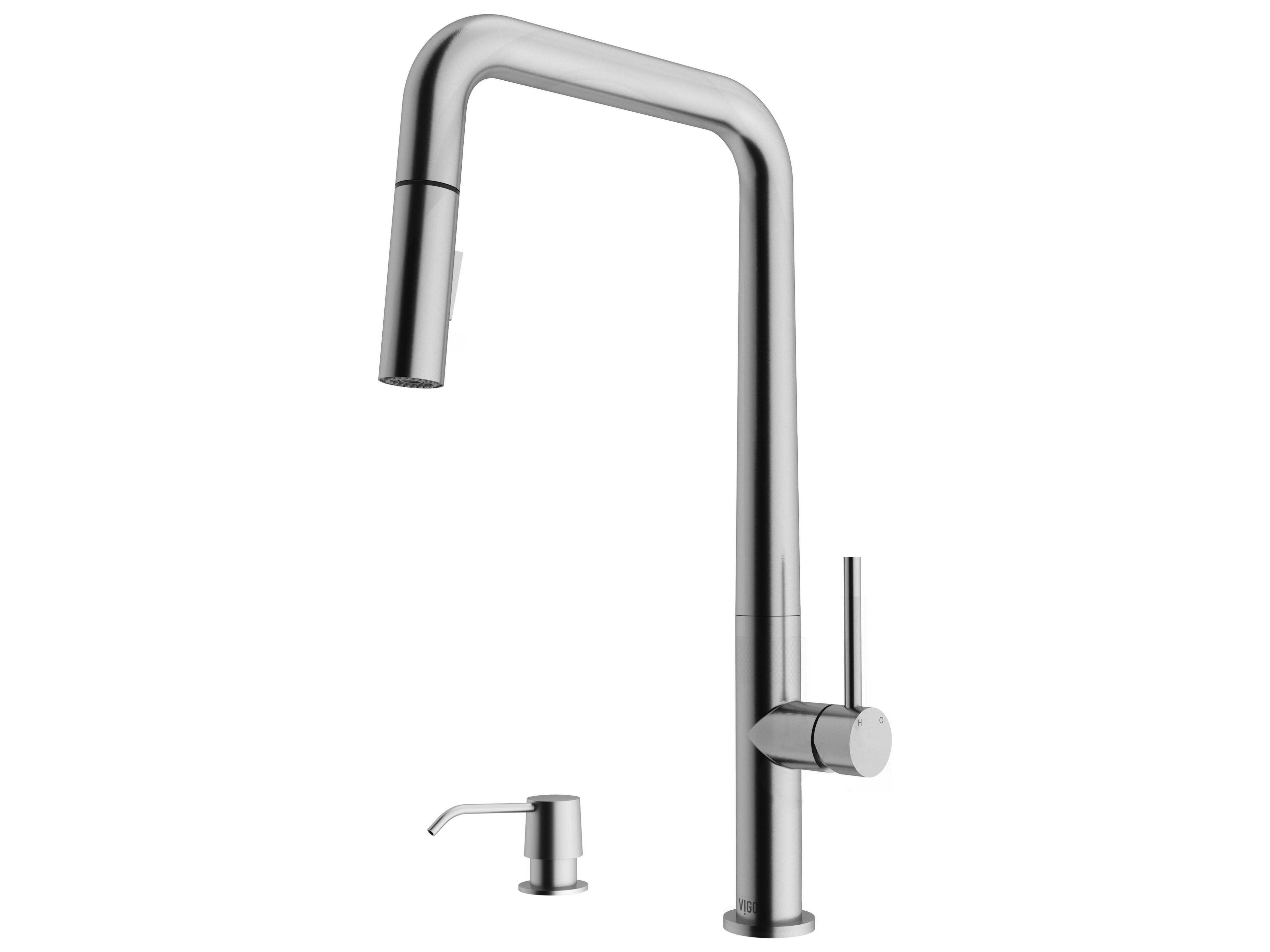 Vigo Parsons Single Handle Pull-Down Sprayer Kitchen Faucet with Soap Dispenser
