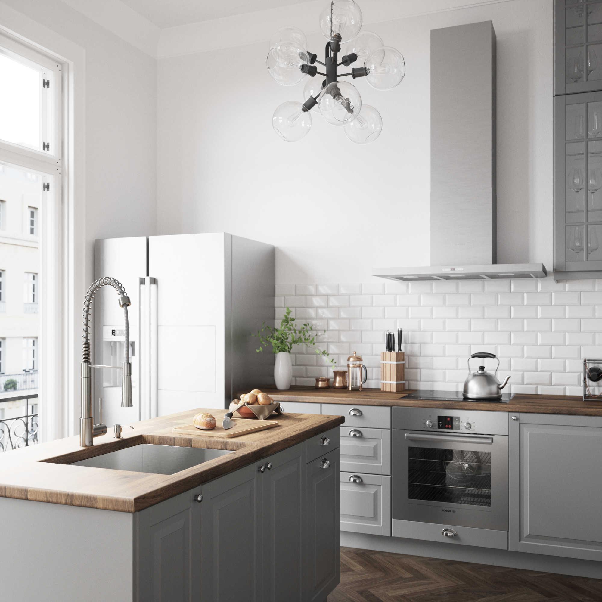 Vigo Laurelton Stainless Steel 1-Handle Deck Mount Pull-Down Kitchen Faucet with Soap Dispenser