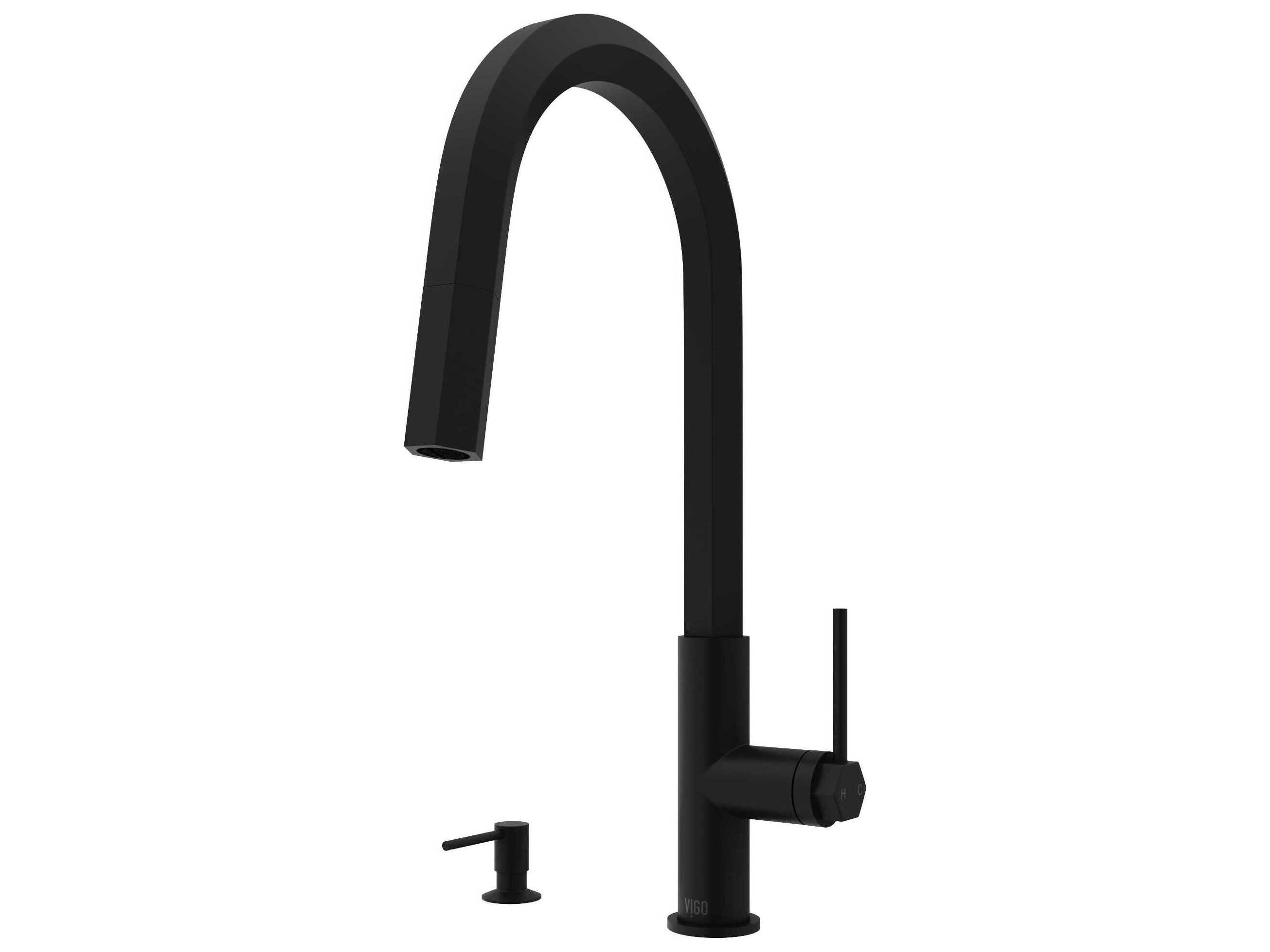 Vigo Hart Hexad Single Handle Pull-Down Spout Kitchen Faucet with Soap Dispenser
