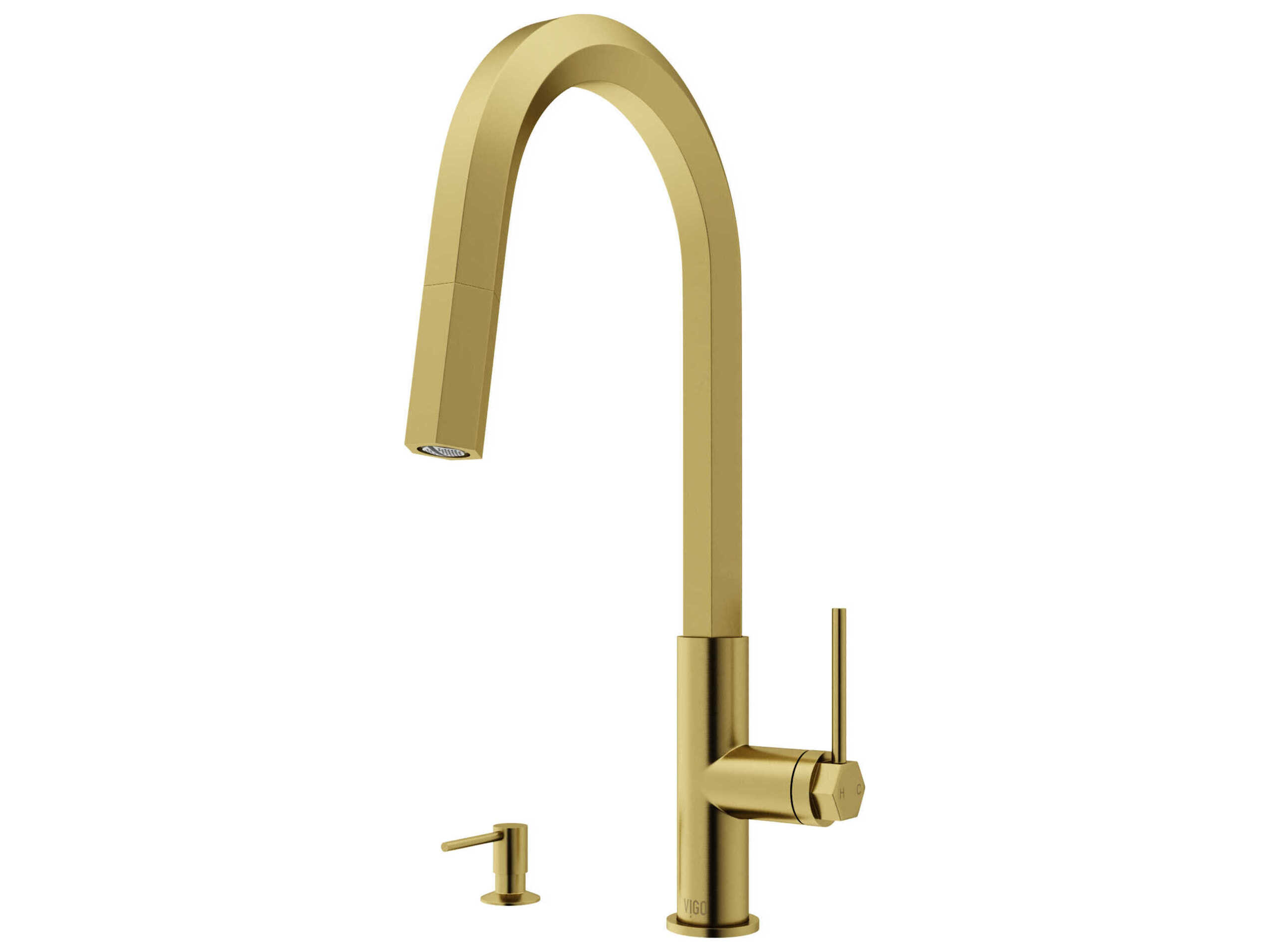 Vigo Hart Hexad Single Handle Pull-Down Spout Kitchen Faucet with Soap Dispenser
