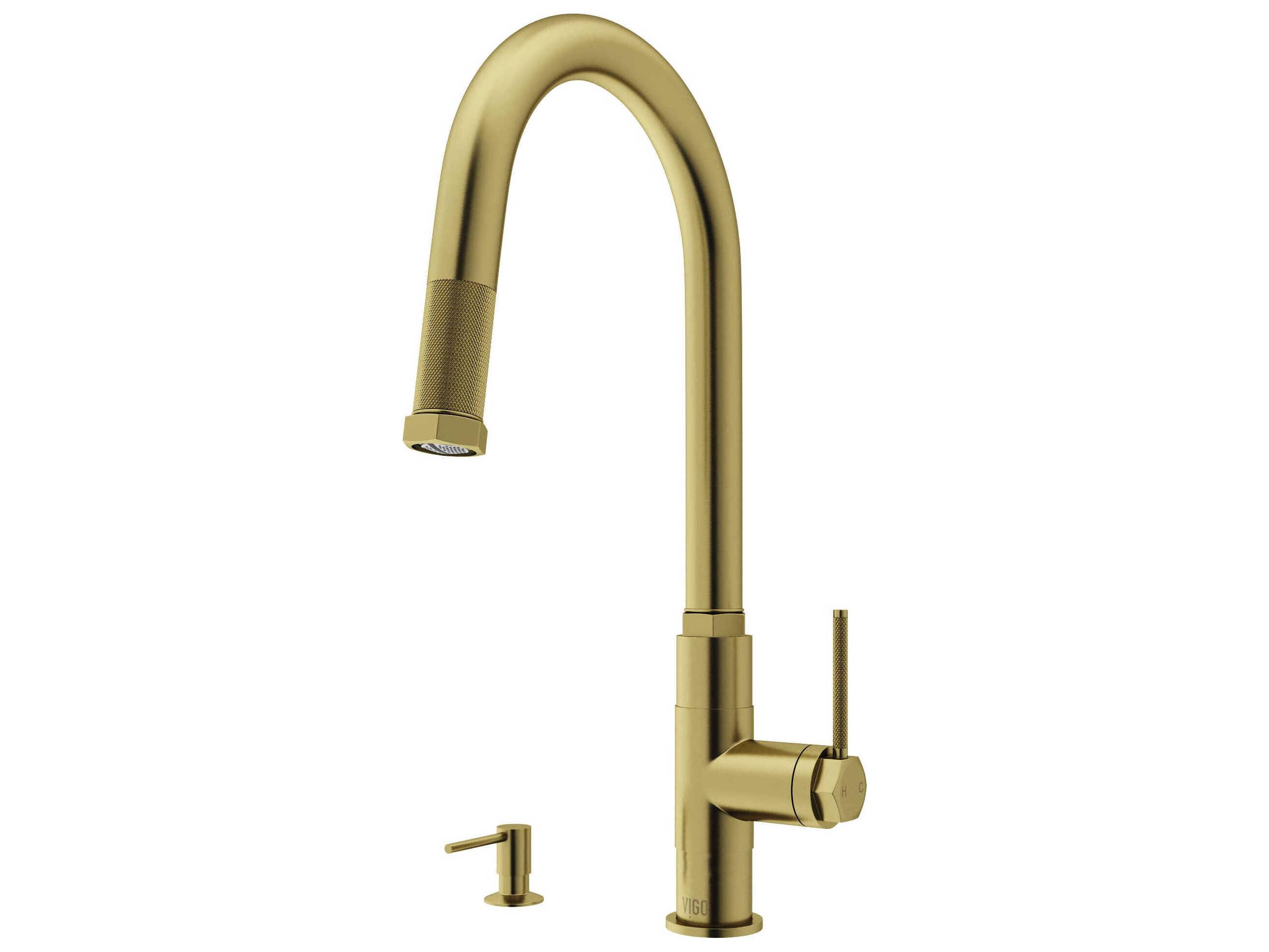 Vigo Hart Arched Single Handle Pull-Down Spout Kitchen Faucet with Soap Dispenser