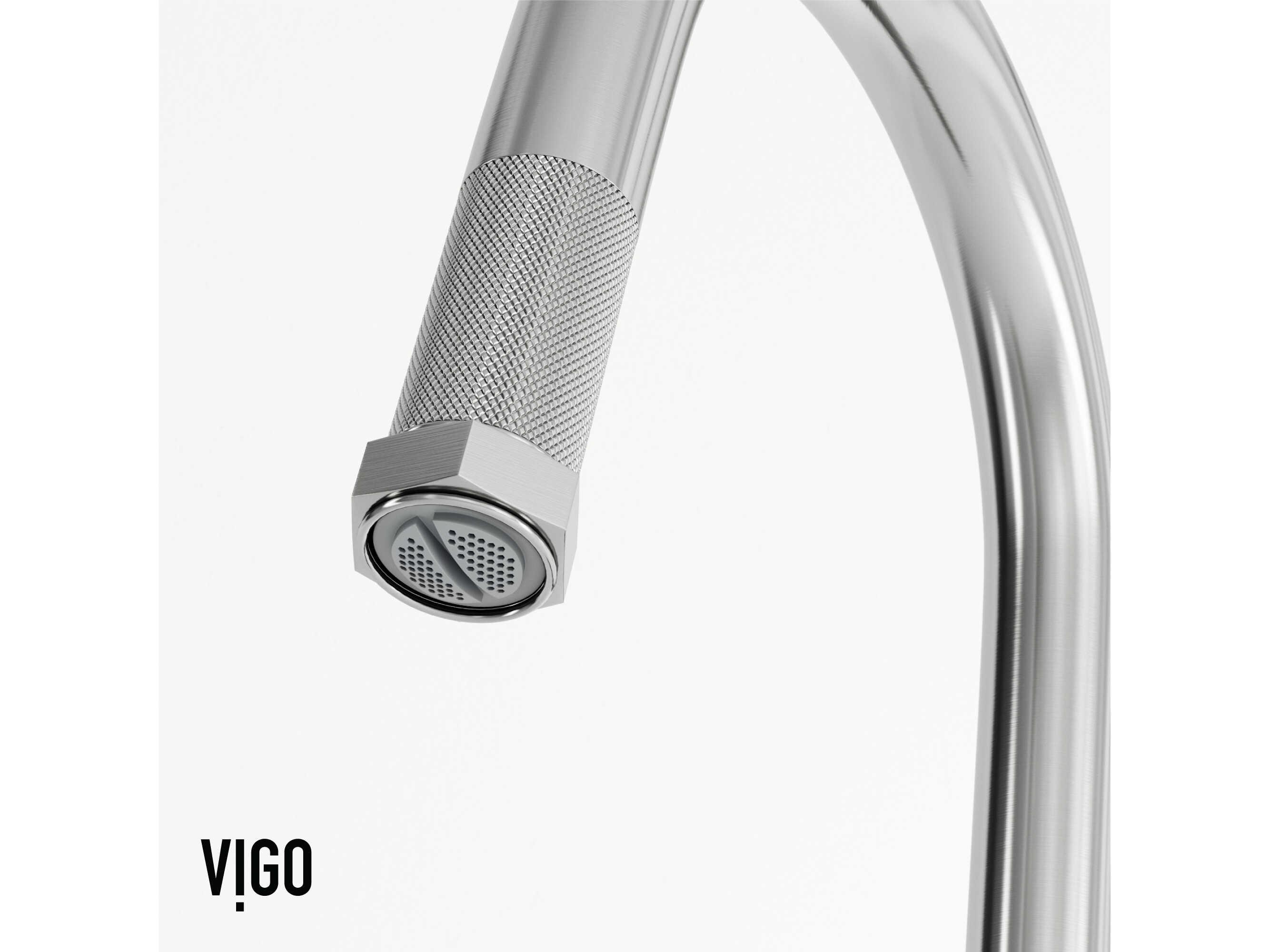 Vigo Hart Arched Single Handle Pull-Down Spout Kitchen Faucet with Soap Dispenser