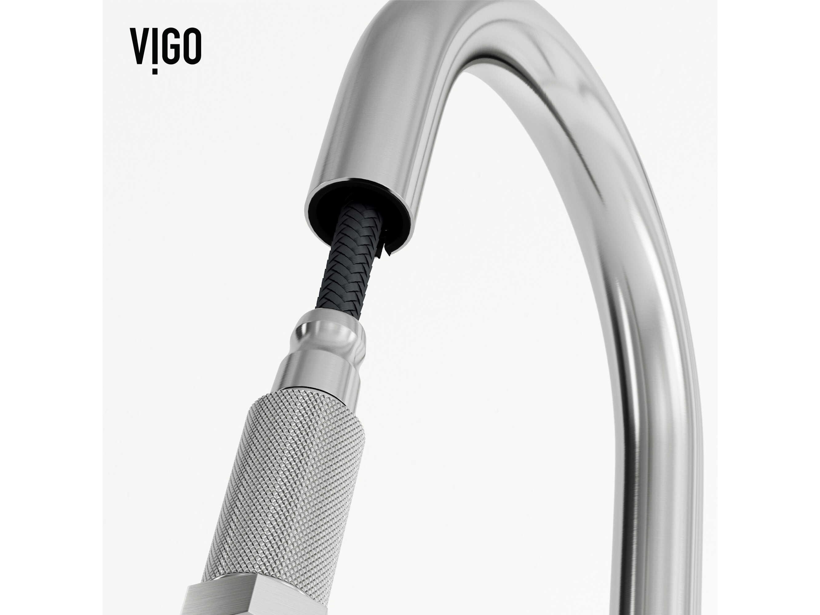 Vigo Hart Arched Single Handle Pull-Down Spout Kitchen Faucet with Soap Dispenser