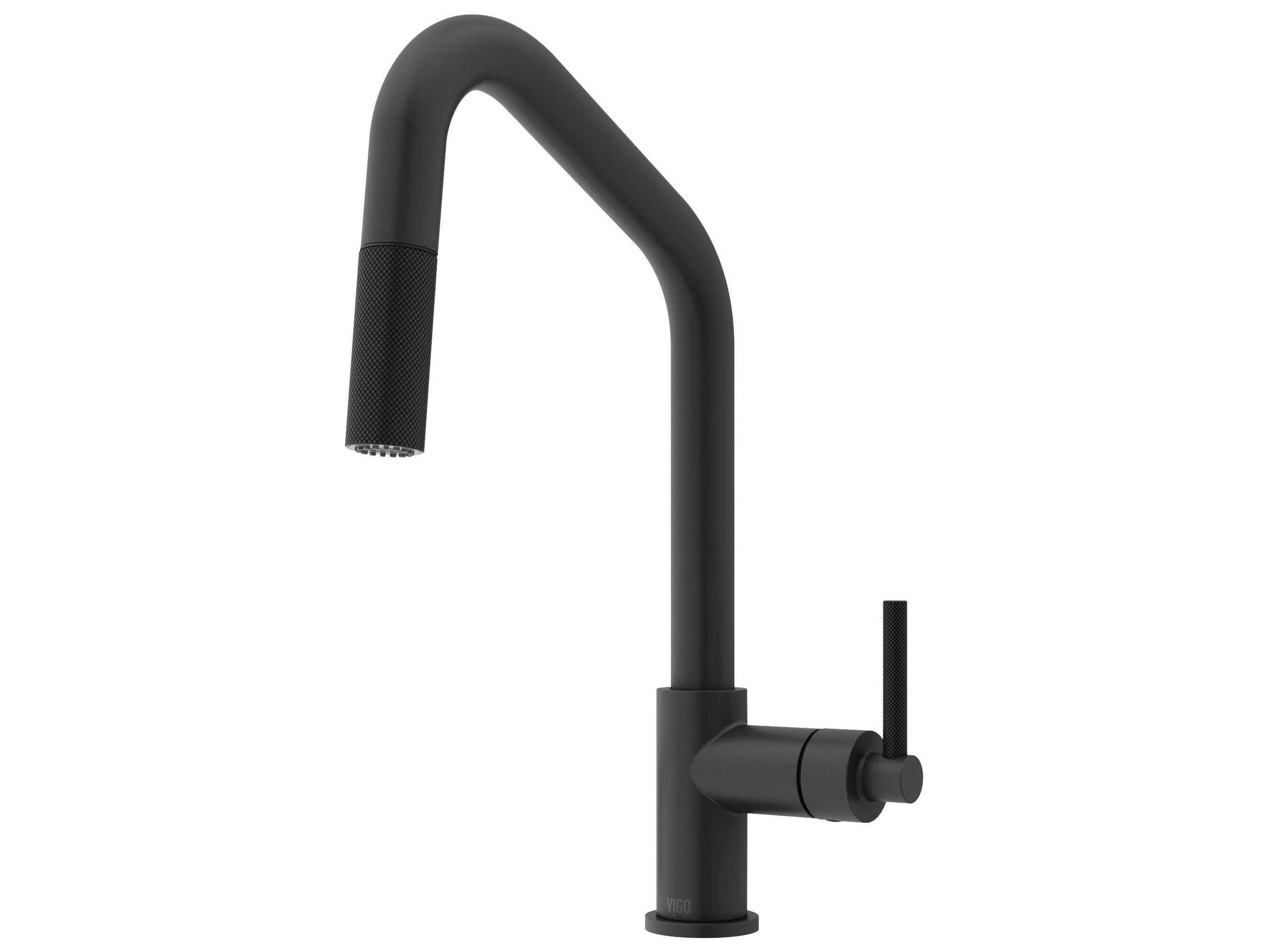 Vigo Utopia Matte Black Single Handle Pull-Down Sprayer Kitchen Faucet