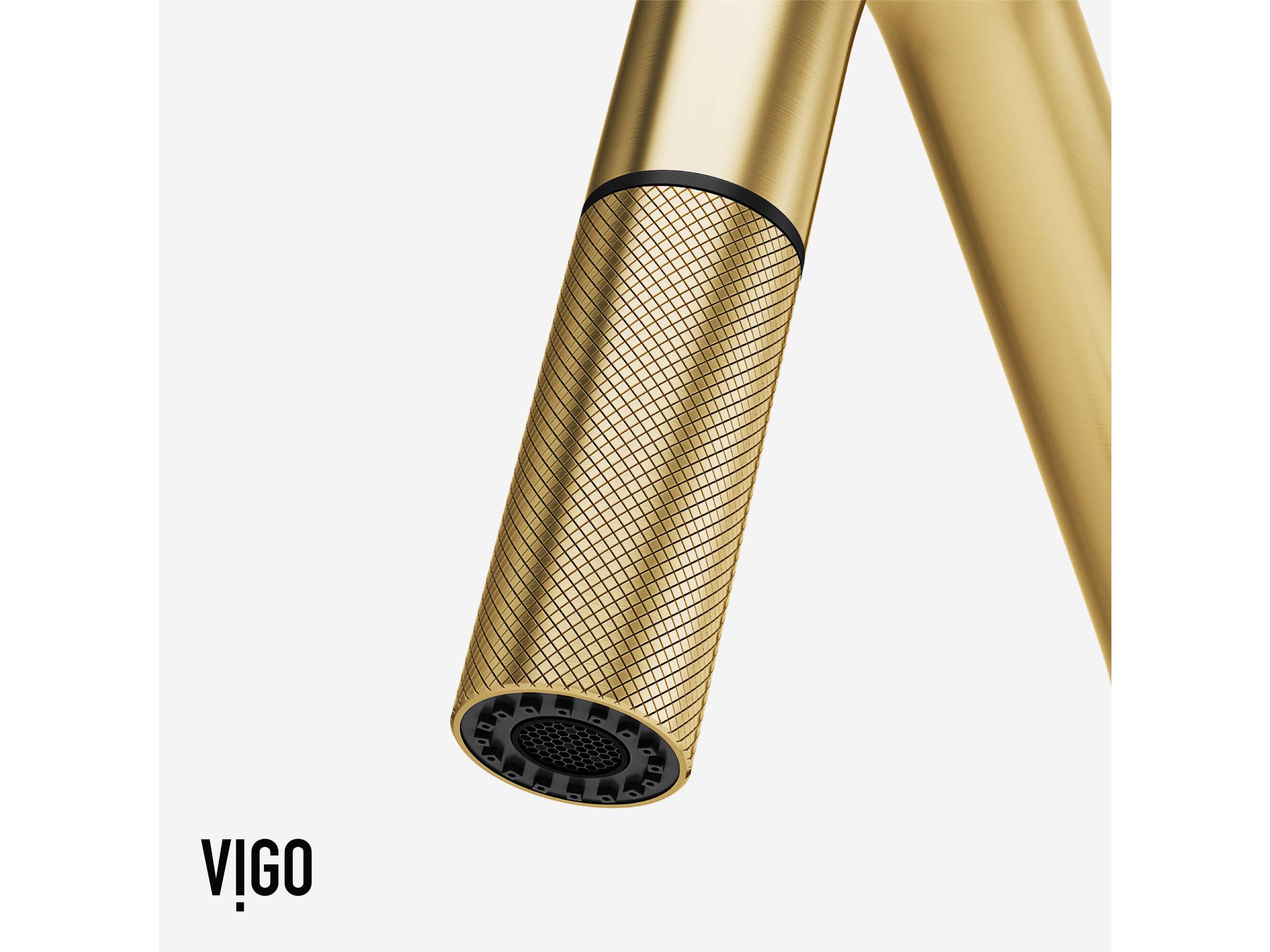 Vigo Utopia Matte Brushed Gold Single Handle Pull-Down Sprayer Kitchen Faucet