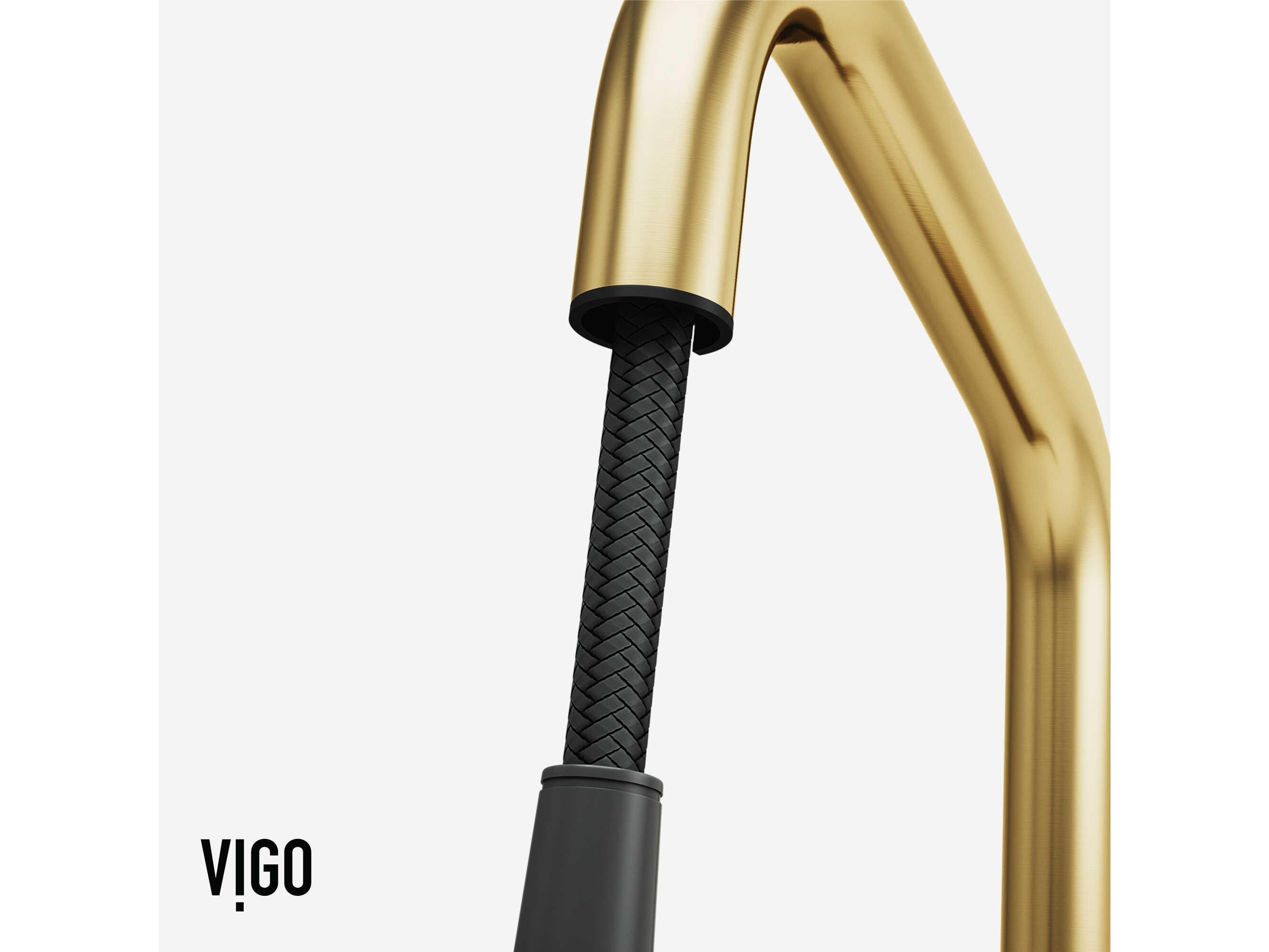 Vigo Utopia Matte Brushed Gold Single Handle Pull-Down Sprayer Kitchen Faucet