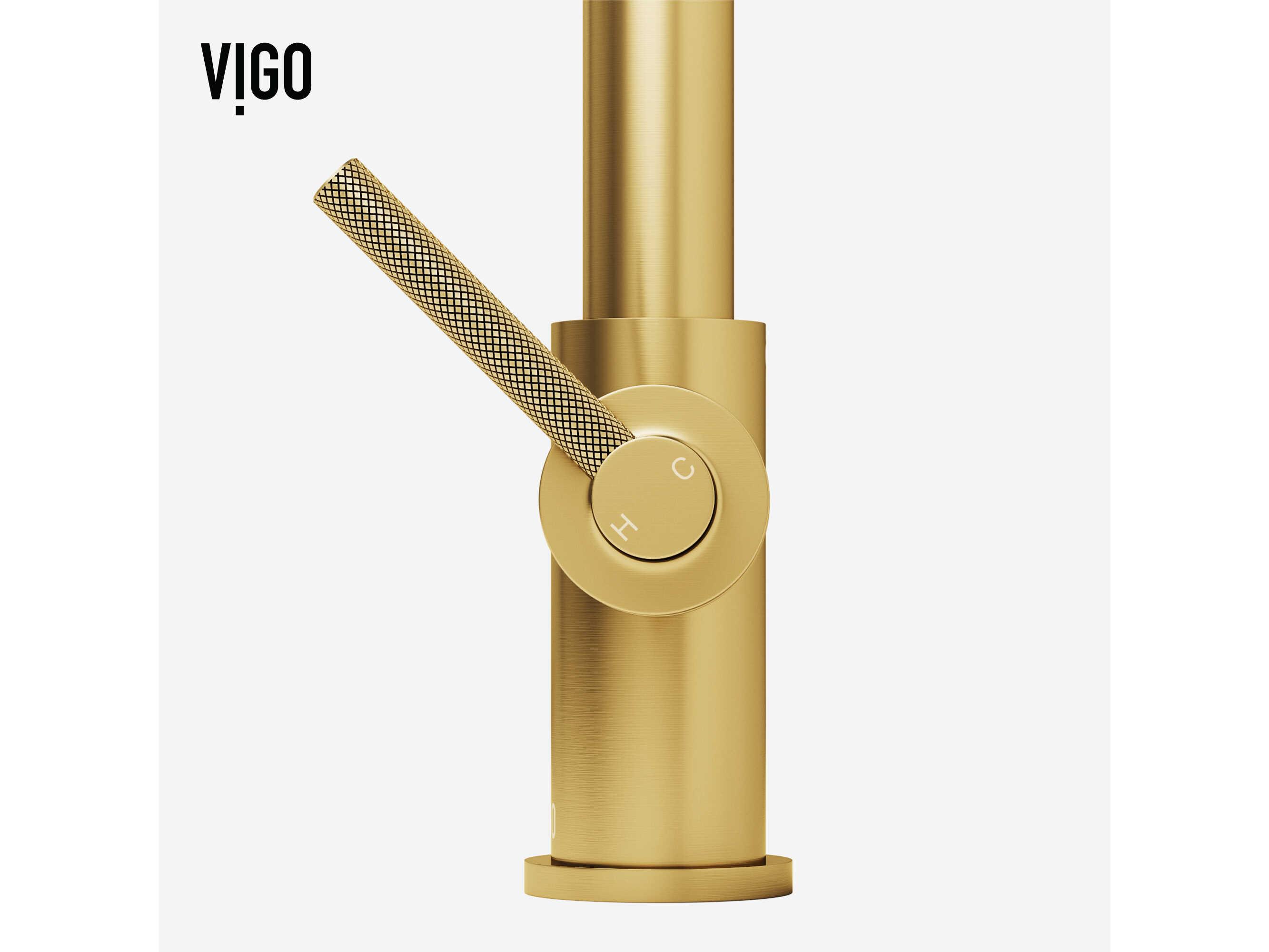 Vigo Utopia Matte Brushed Gold Single Handle Pull-Down Sprayer Kitchen Faucet