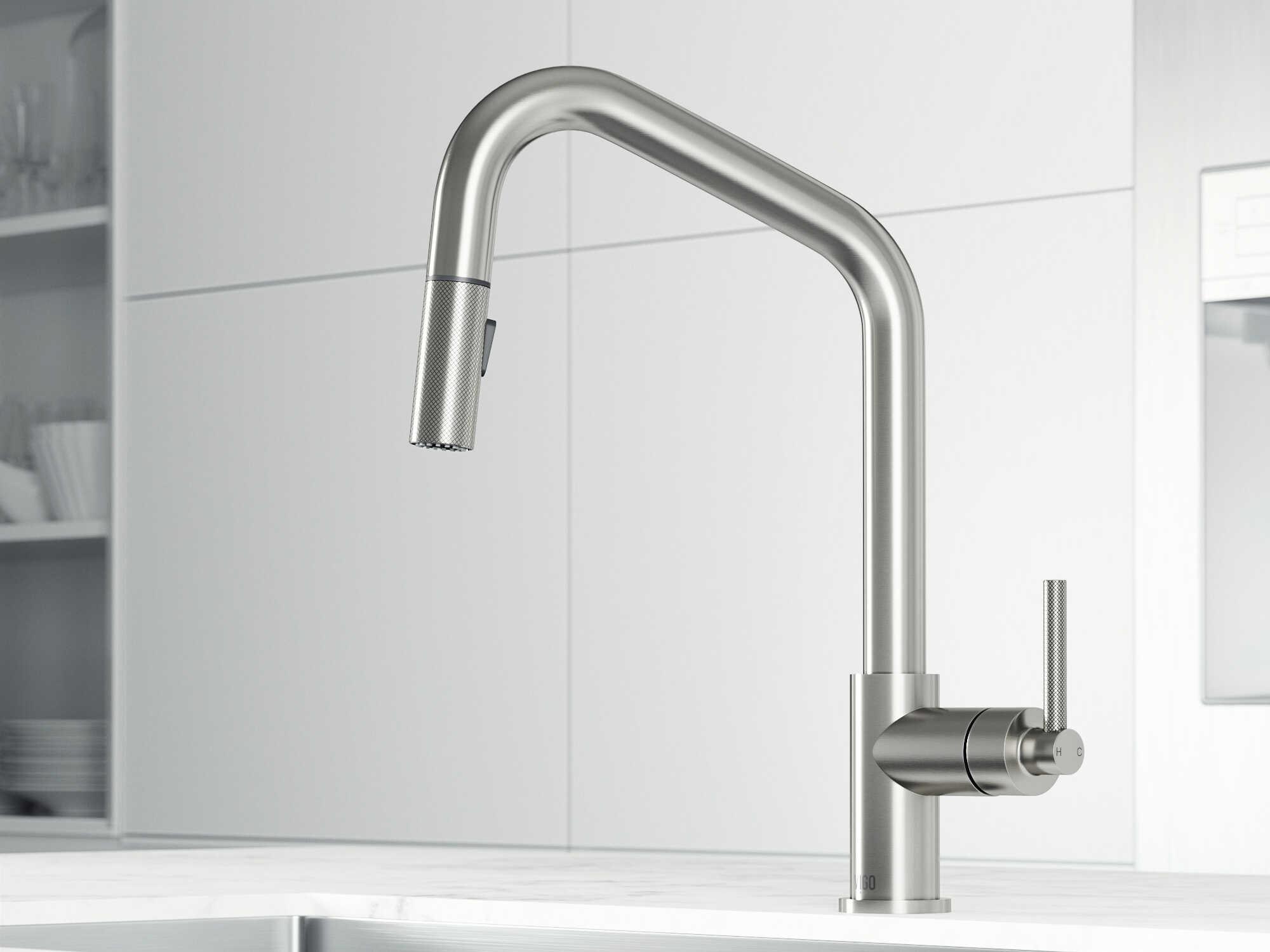 Vigo Utopia Stainless Steel Single Handle Pull-Down Sprayer Kitchen Faucet