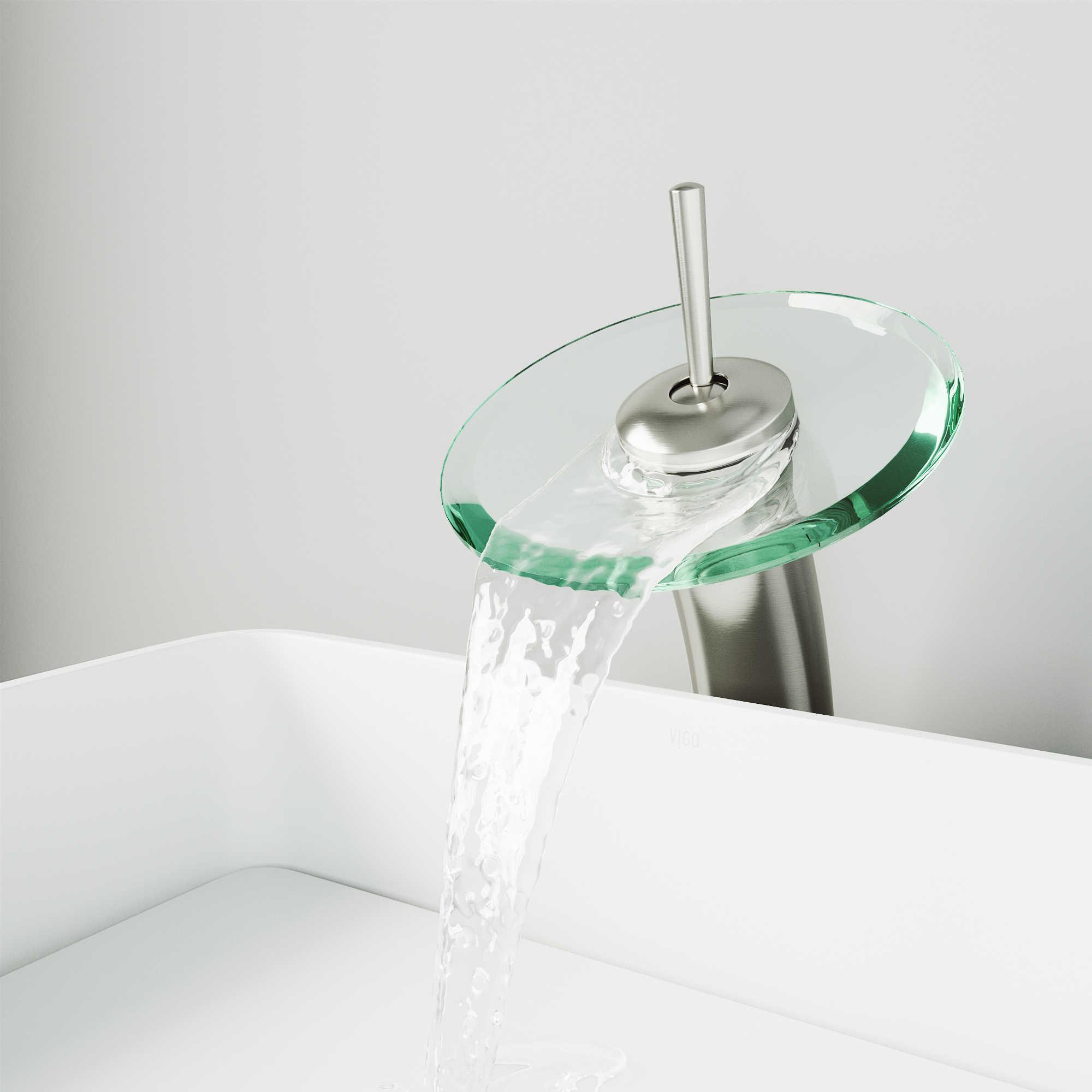 Vigo Waterfall Brushed Nickel 1-Handle Bathroom Faucet