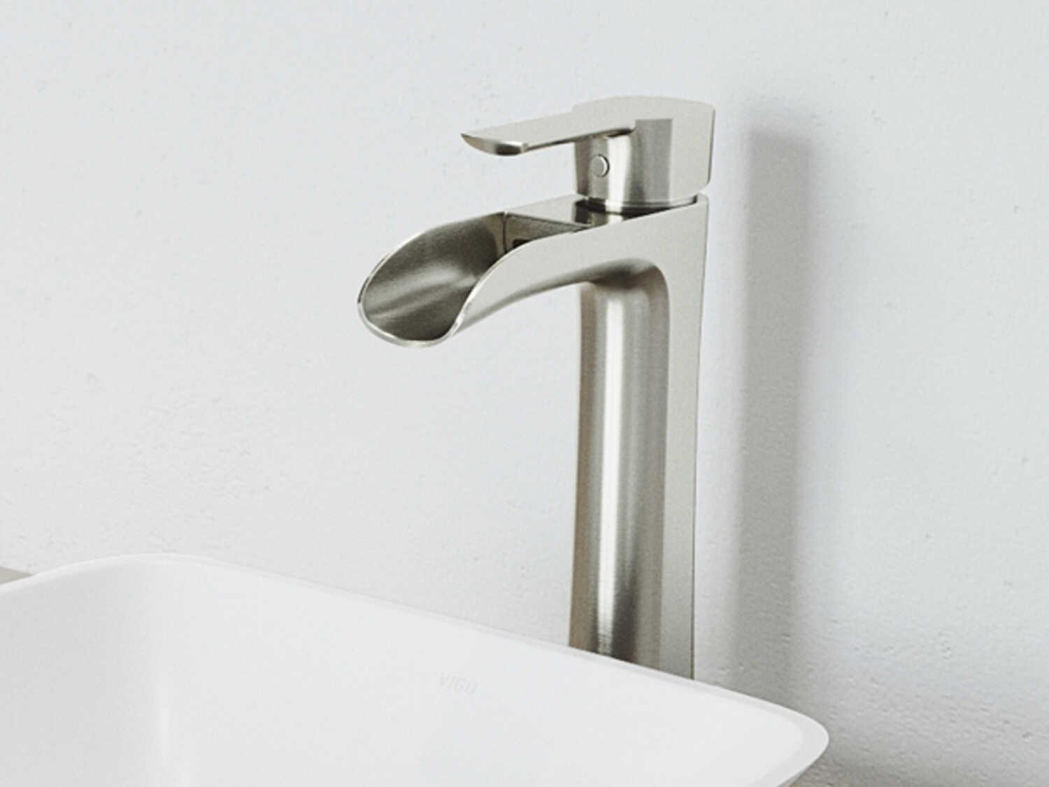 Vigo Niko Brushed Nickel 1-Handle Waterfall Vessel Bathroom Faucet