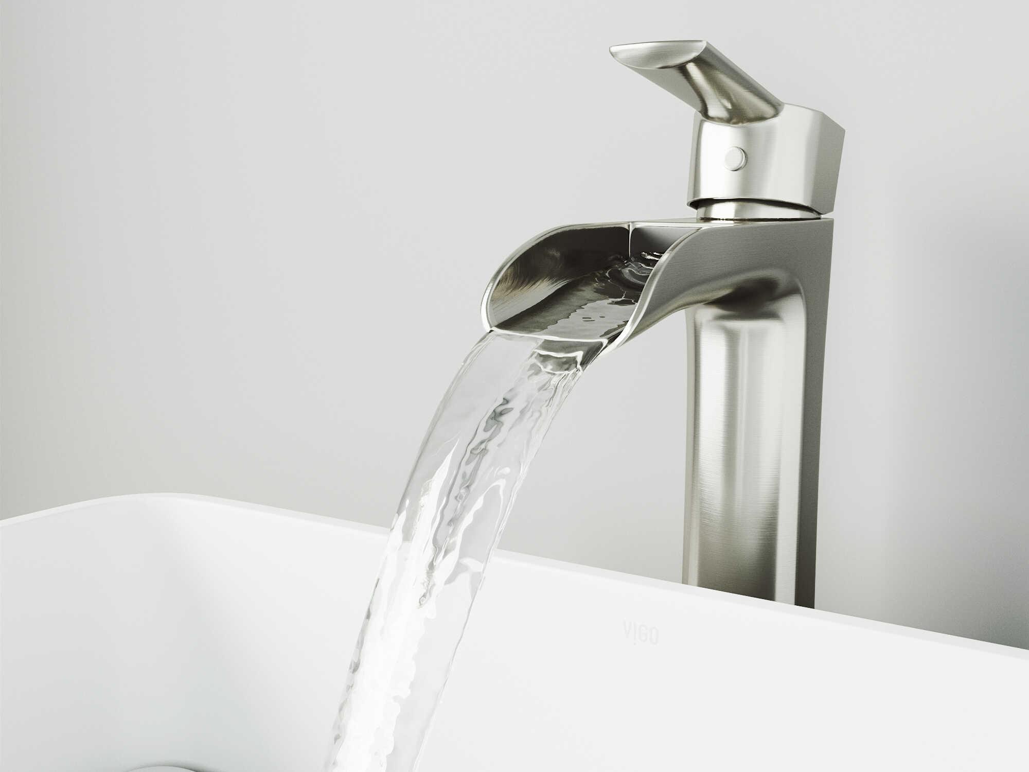Vigo Niko Brushed Nickel 1-Handle Waterfall Vessel Bathroom Faucet