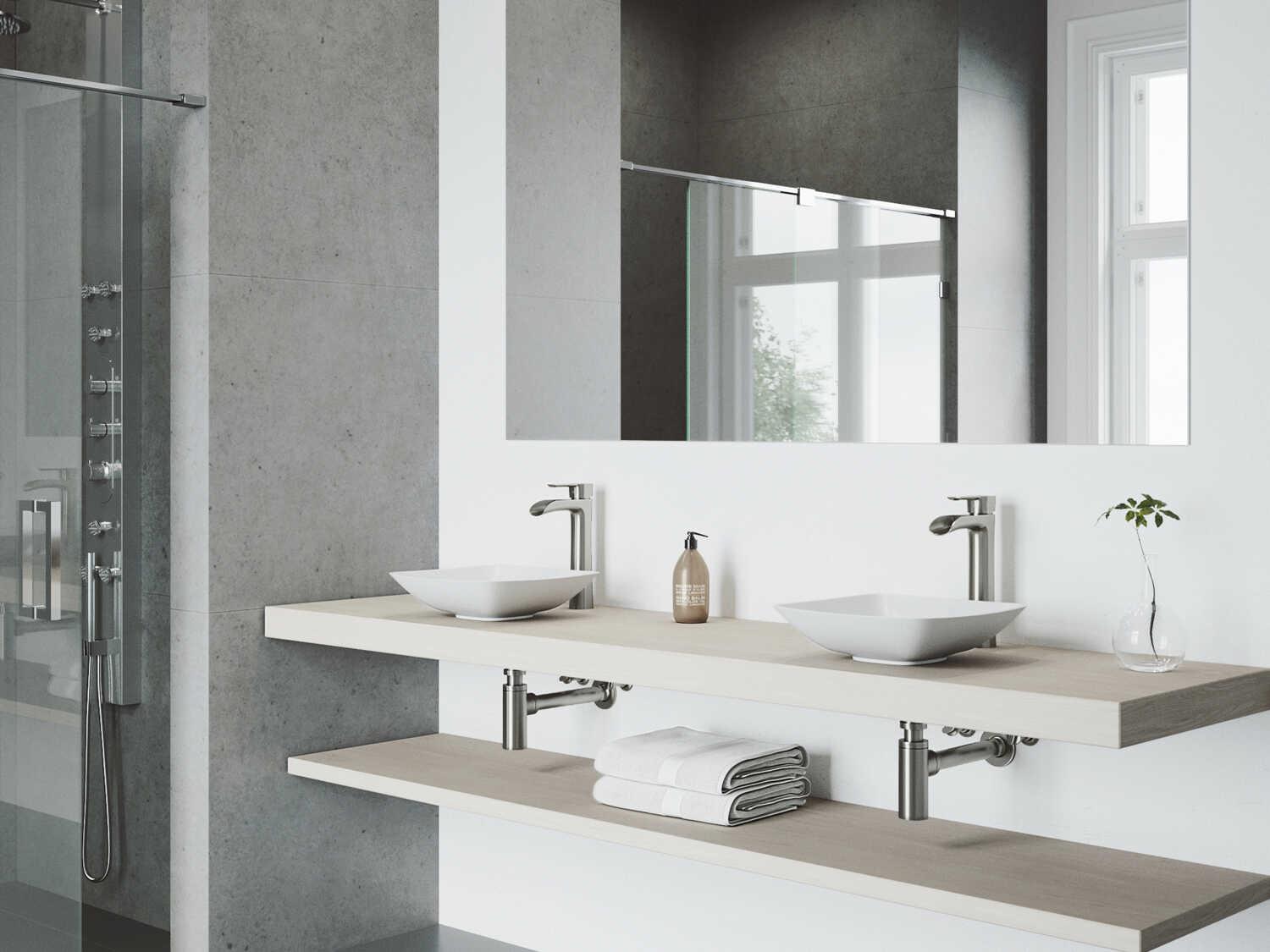 Vigo Niko Brushed Nickel 1-Handle Waterfall Vessel Bathroom Faucet