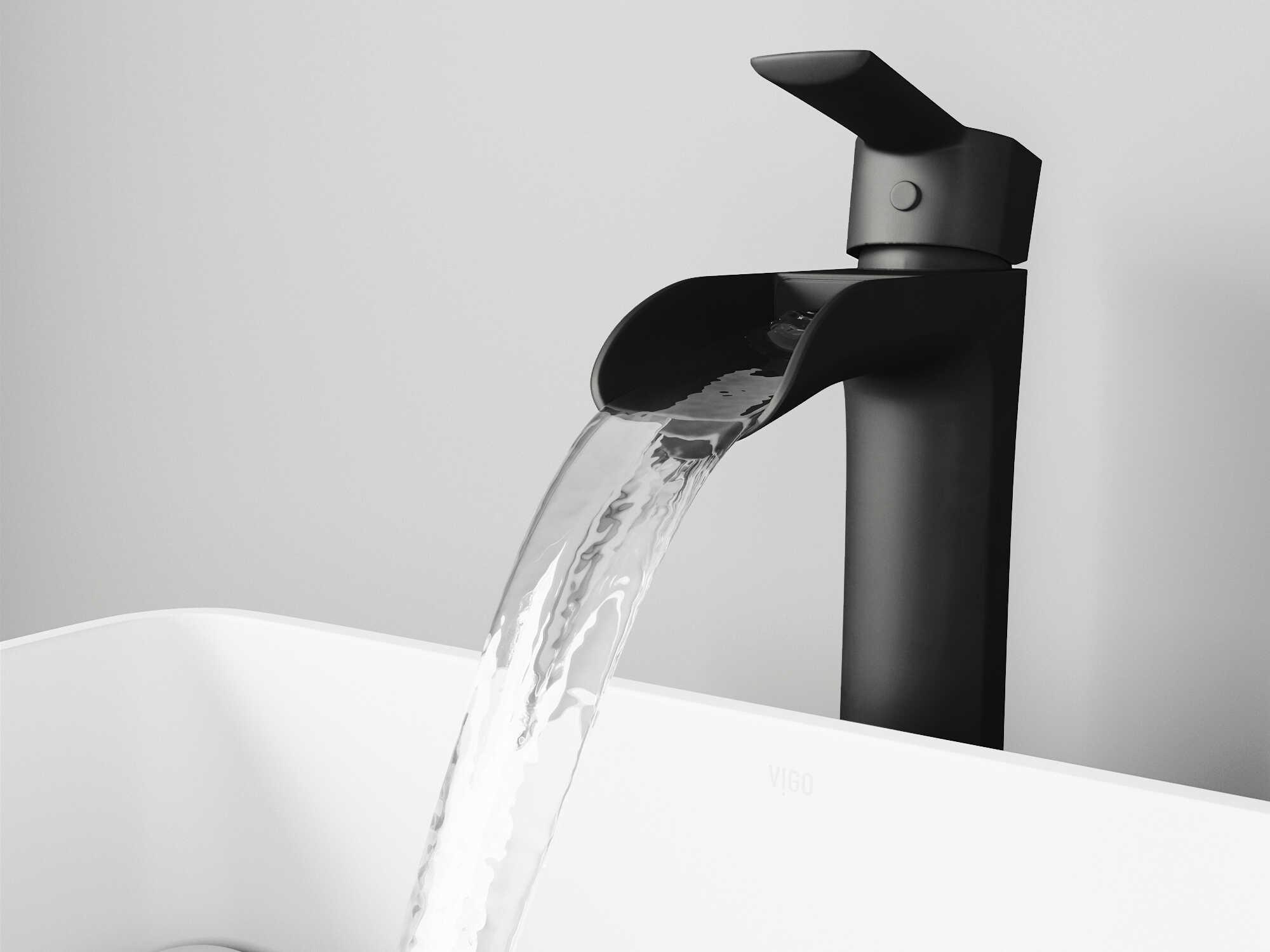 Vigo Niko Matte Black 1-Handle Waterfall Vessel Bathroom Faucet