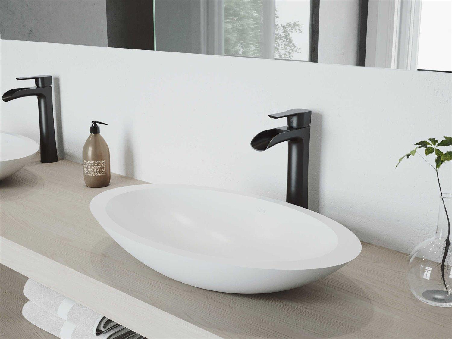 Vigo Niko Matte Black 1-Handle Waterfall Vessel Bathroom Faucet