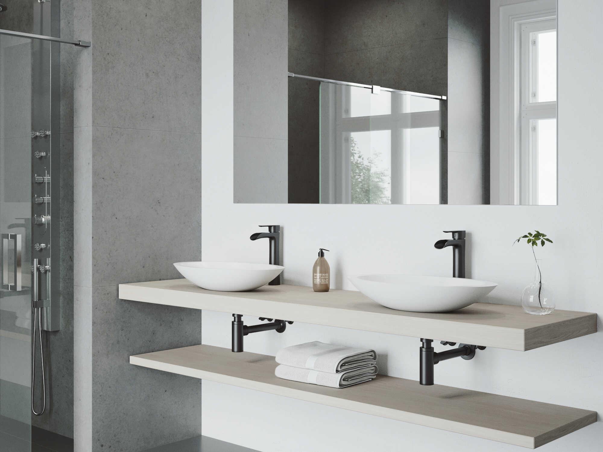 Vigo Niko Matte Black 1-Handle Waterfall Vessel Bathroom Faucet