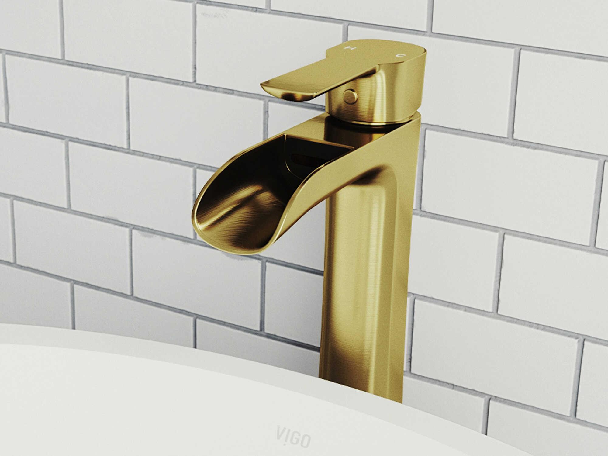 Vigo Niko Matte Brushed Gold Vessel Bathroom Faucet