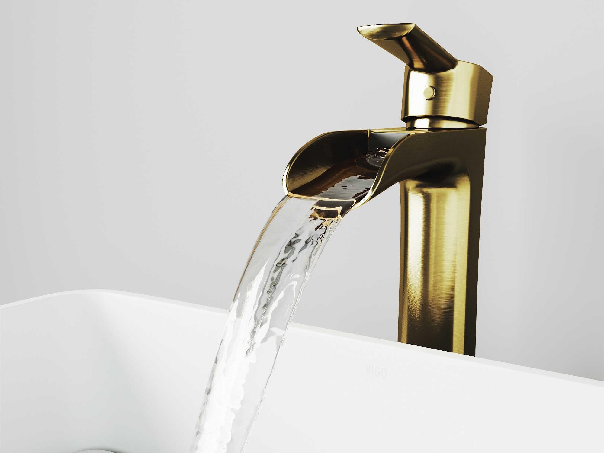 Vigo Niko Matte Brushed Gold Vessel Bathroom Faucet