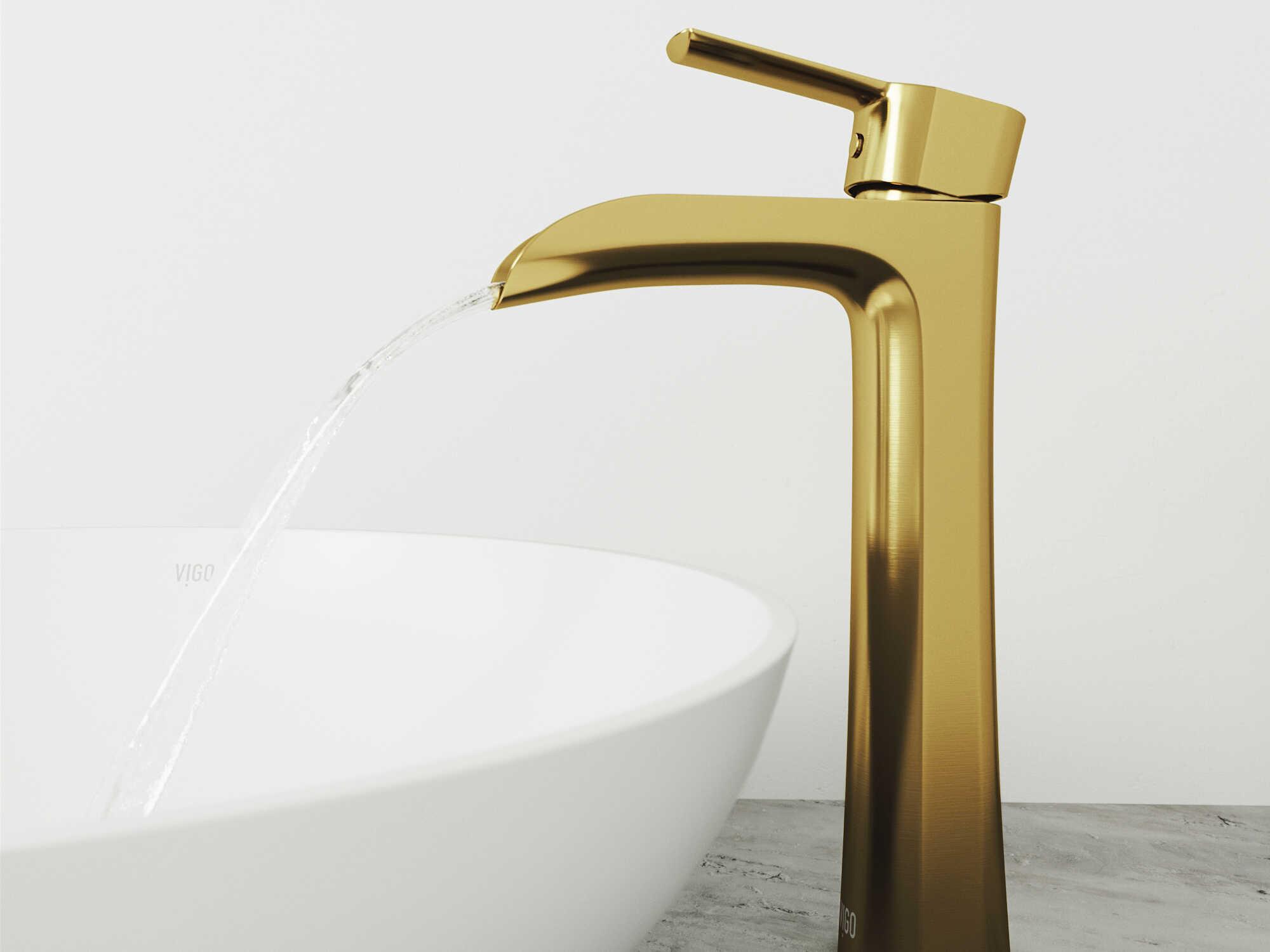 Vigo Niko Matte Brushed Gold Vessel Bathroom Faucet
