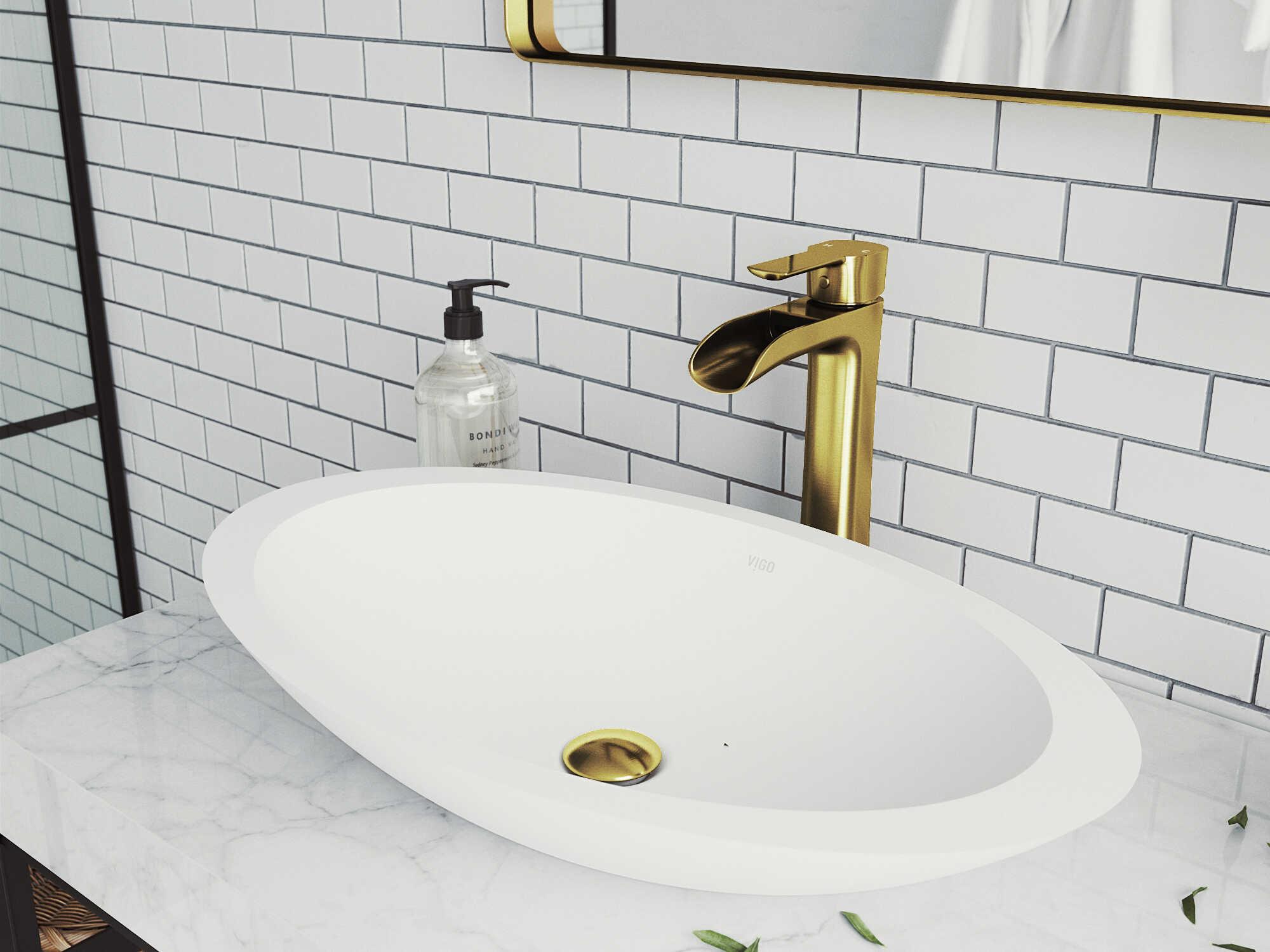 Vigo Niko Matte Brushed Gold Vessel Bathroom Faucet