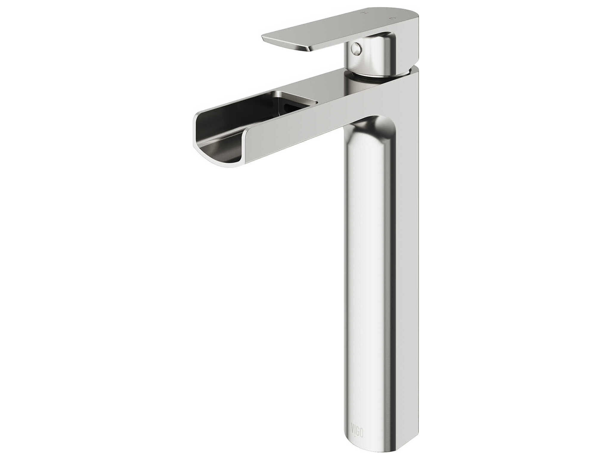 Vigo Amada Brushed Nickel 1-Handle Waterfall Vessel Bathroom Faucet