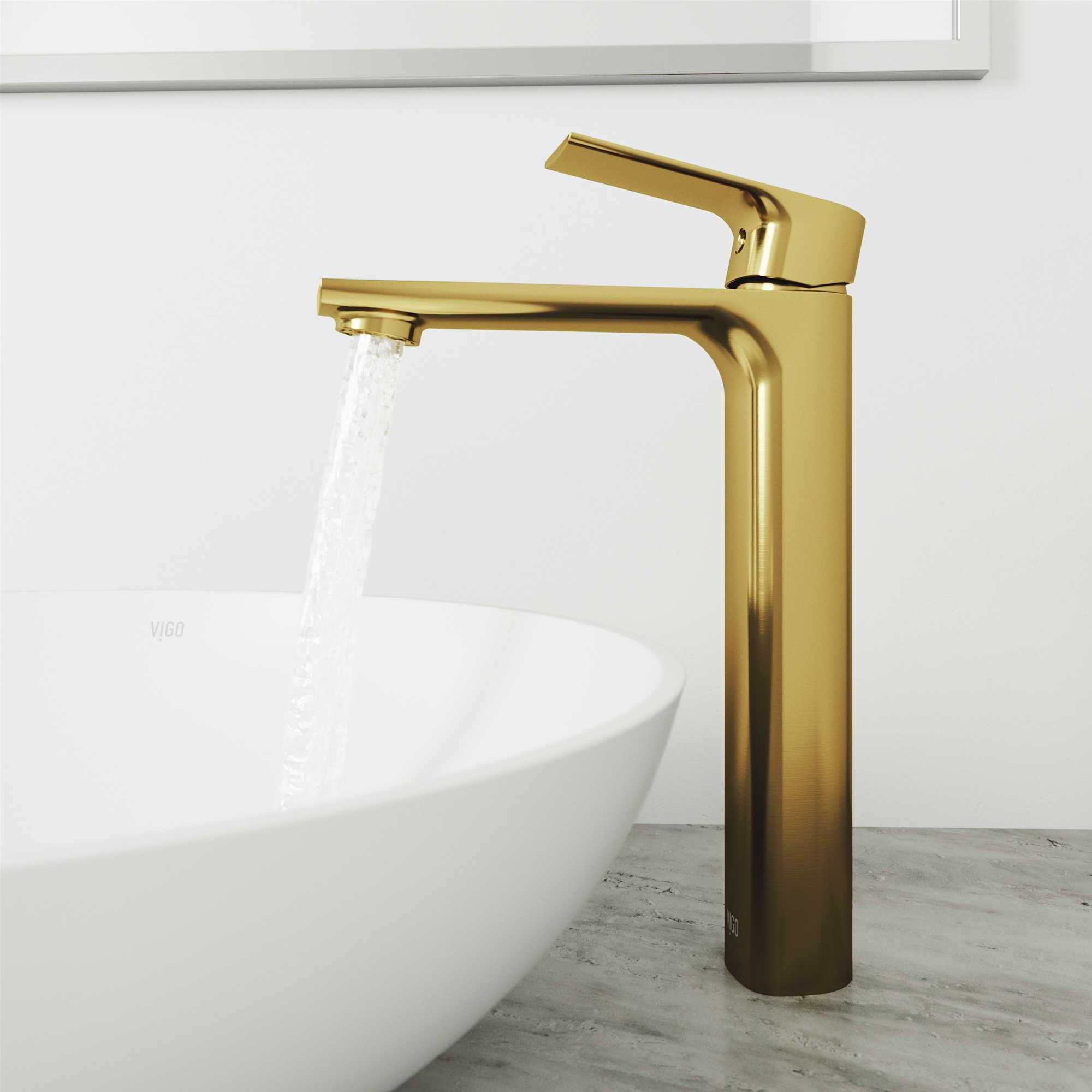 Vigo Norfolk Matte Brushed Gold Single-Handle Vessel Bathroom Faucet