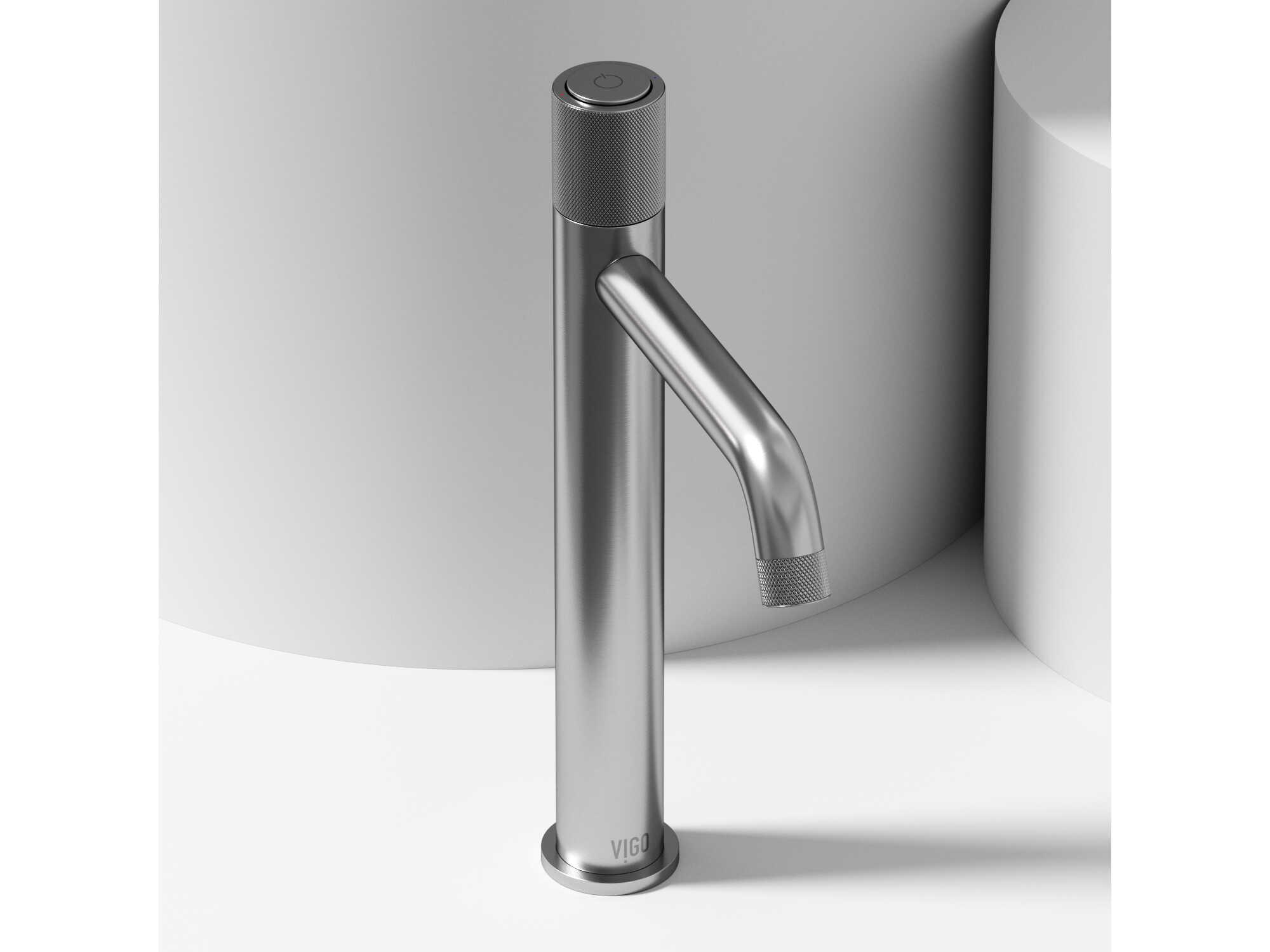 Vigo Apollo Brushed Nickel Button Operated Bathroom Vessel Faucet