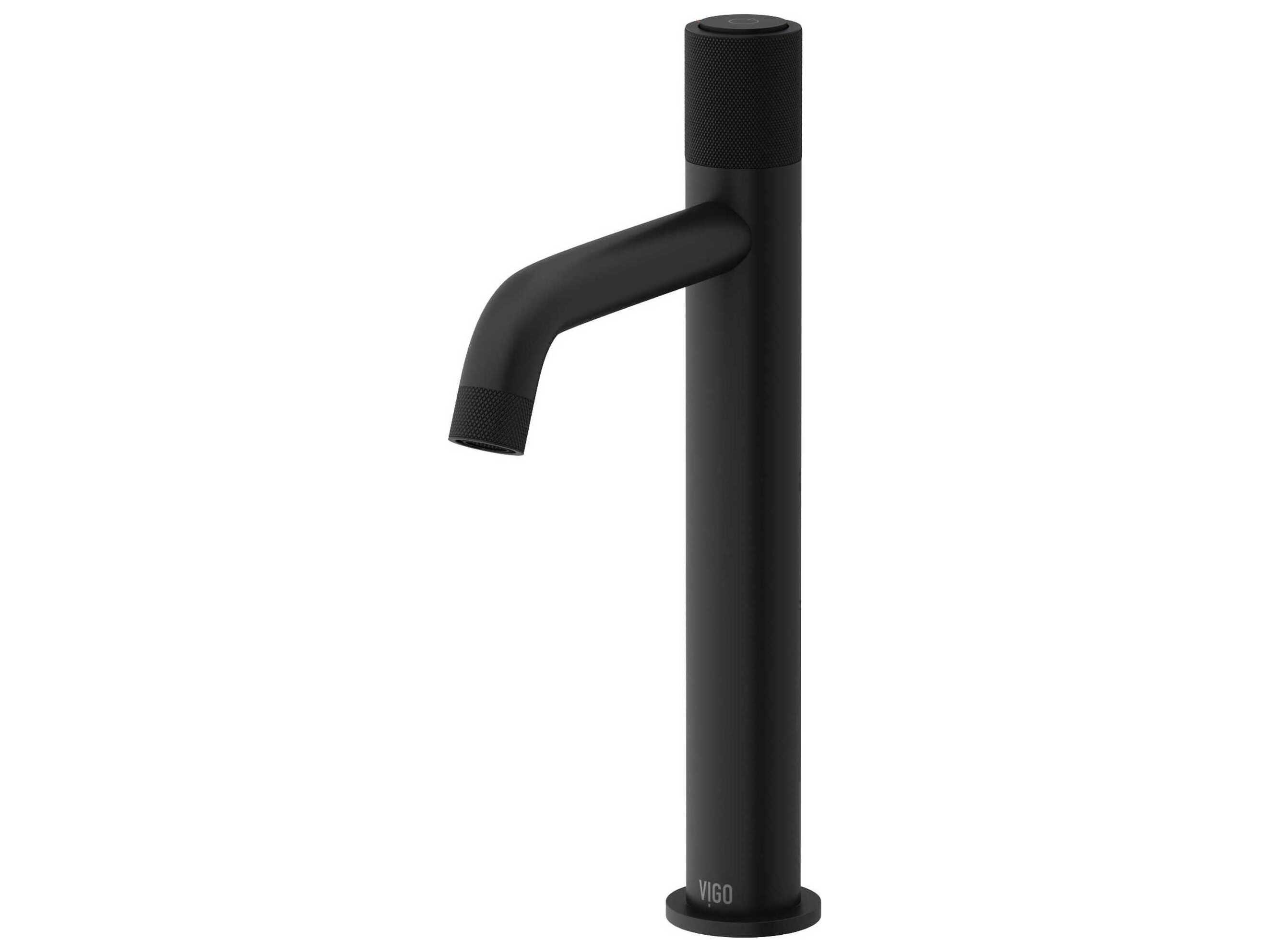 Vigo Apollo Matte Black Button Operated Bathroom Vessel Faucet