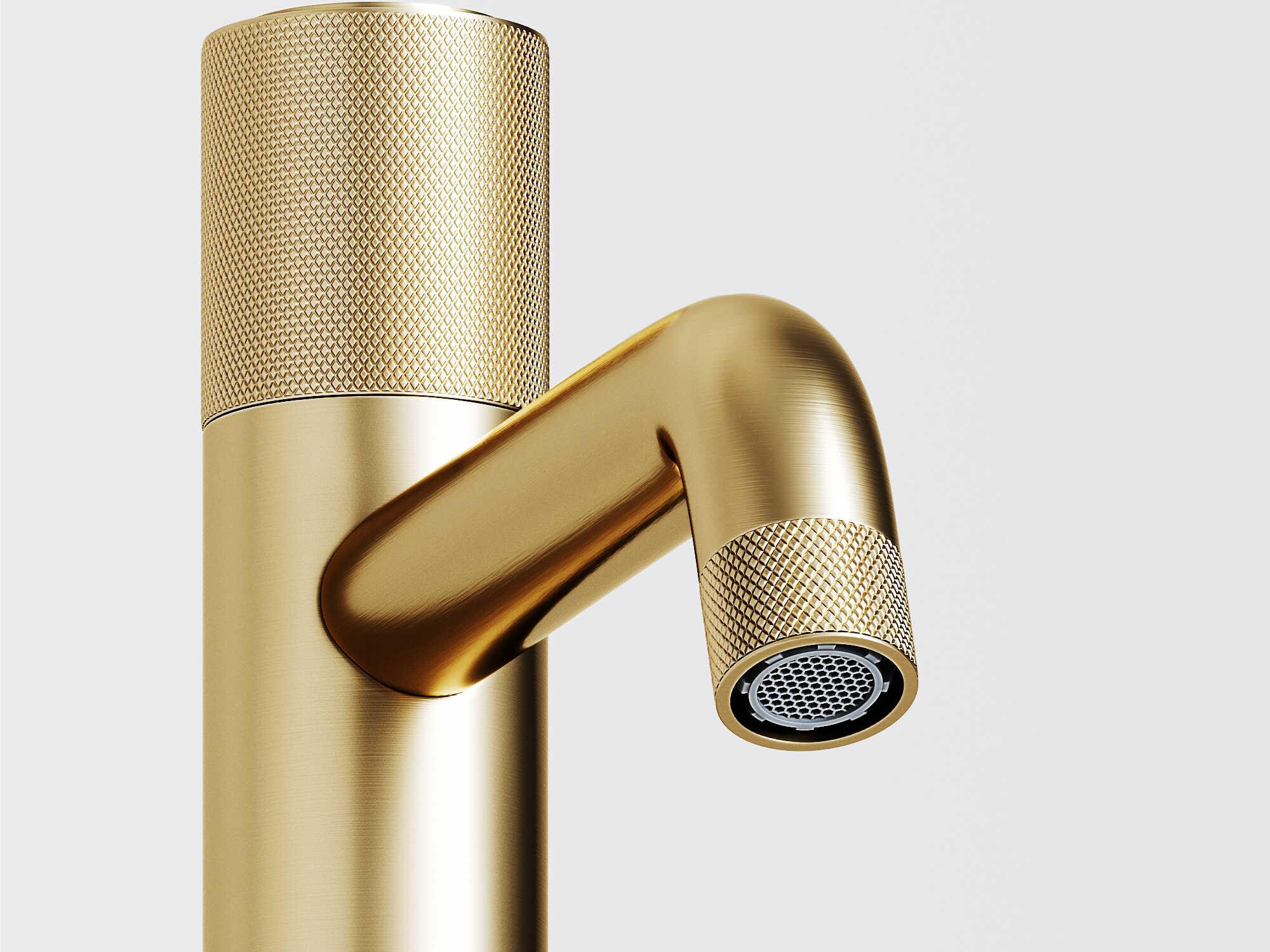 Vigo Apollo Matte Brushed Gold Button Operated Bathroom Vessel Faucet