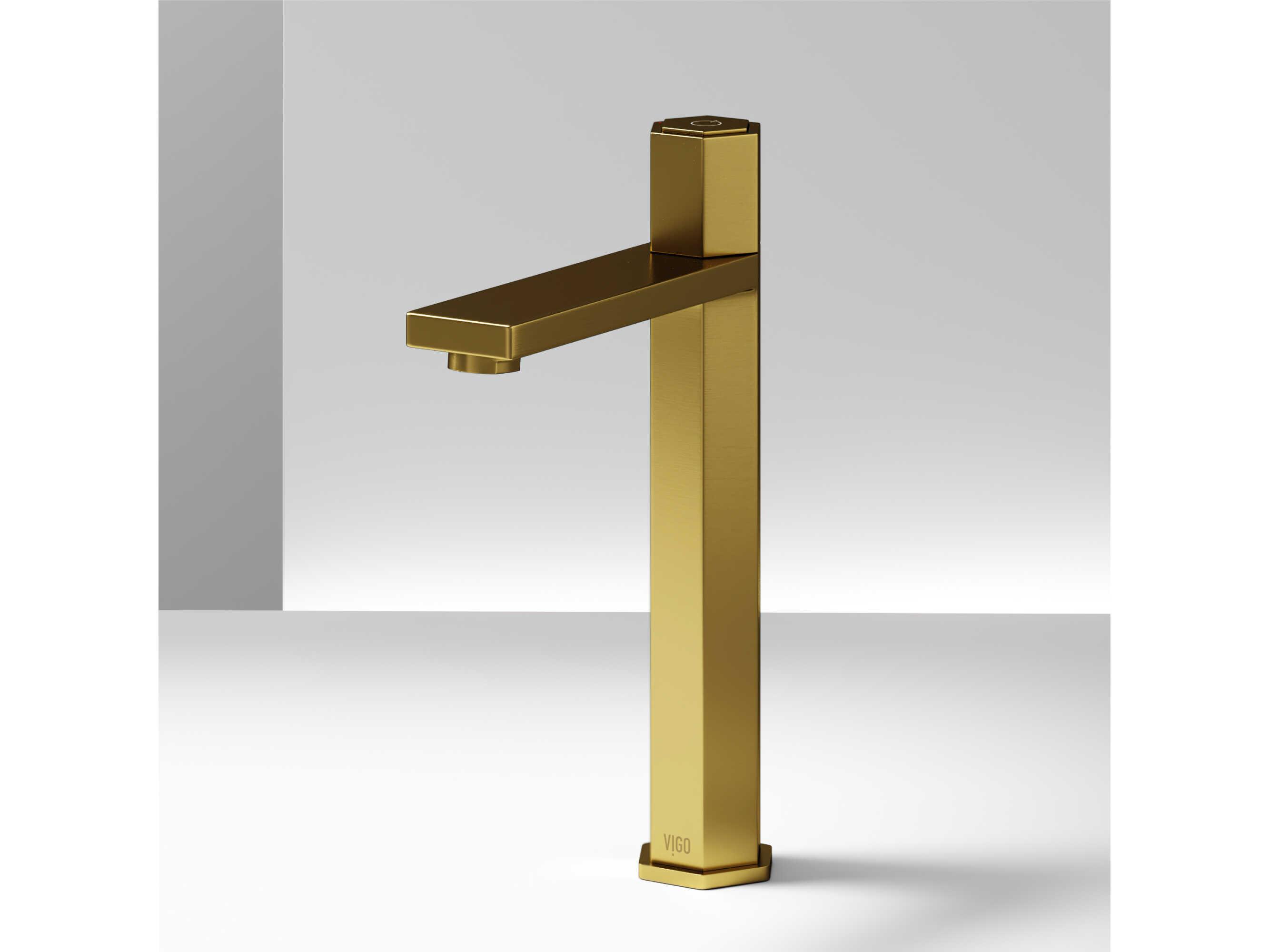 Vigo Nova Matte Brushed Gold Single Handle Bathroom Vessel Faucet