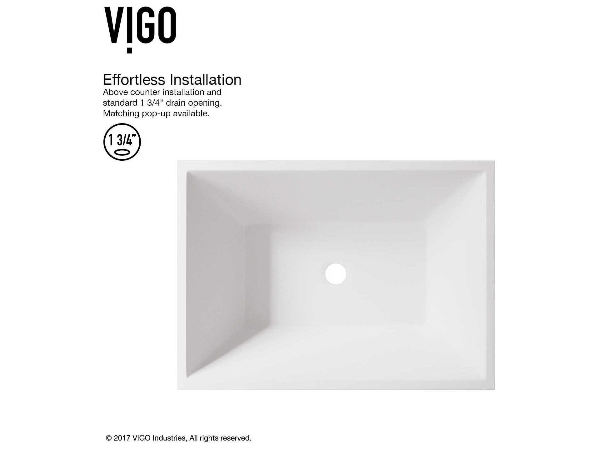 Vigo Vinca Matte White 18" Rectangular Vessel Bathroom Sink