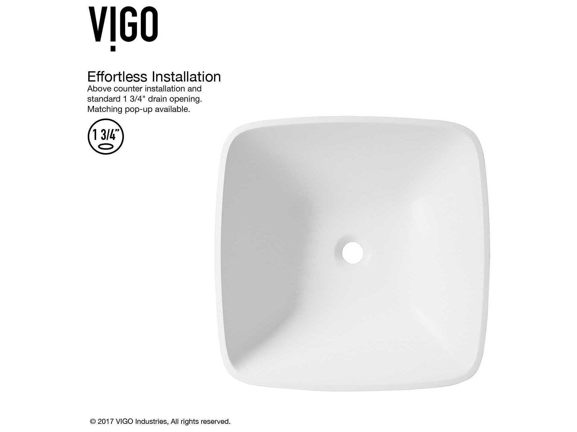 Vigo Hyacinth Matte White 14" Square Vessel Bathroom Sink