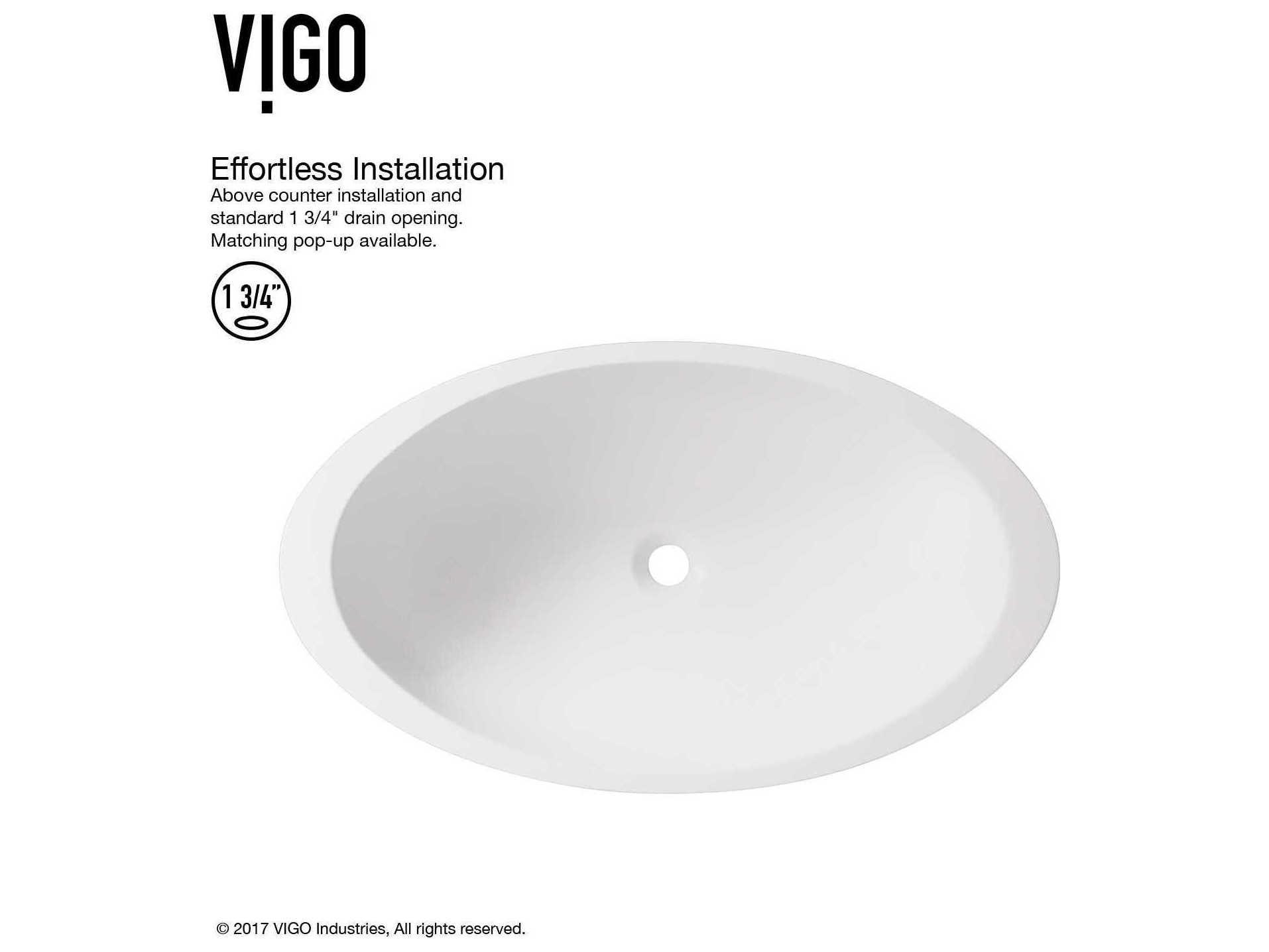 Vigo Wisteria Matte White 23" Oval Vessel Bathroom Sink