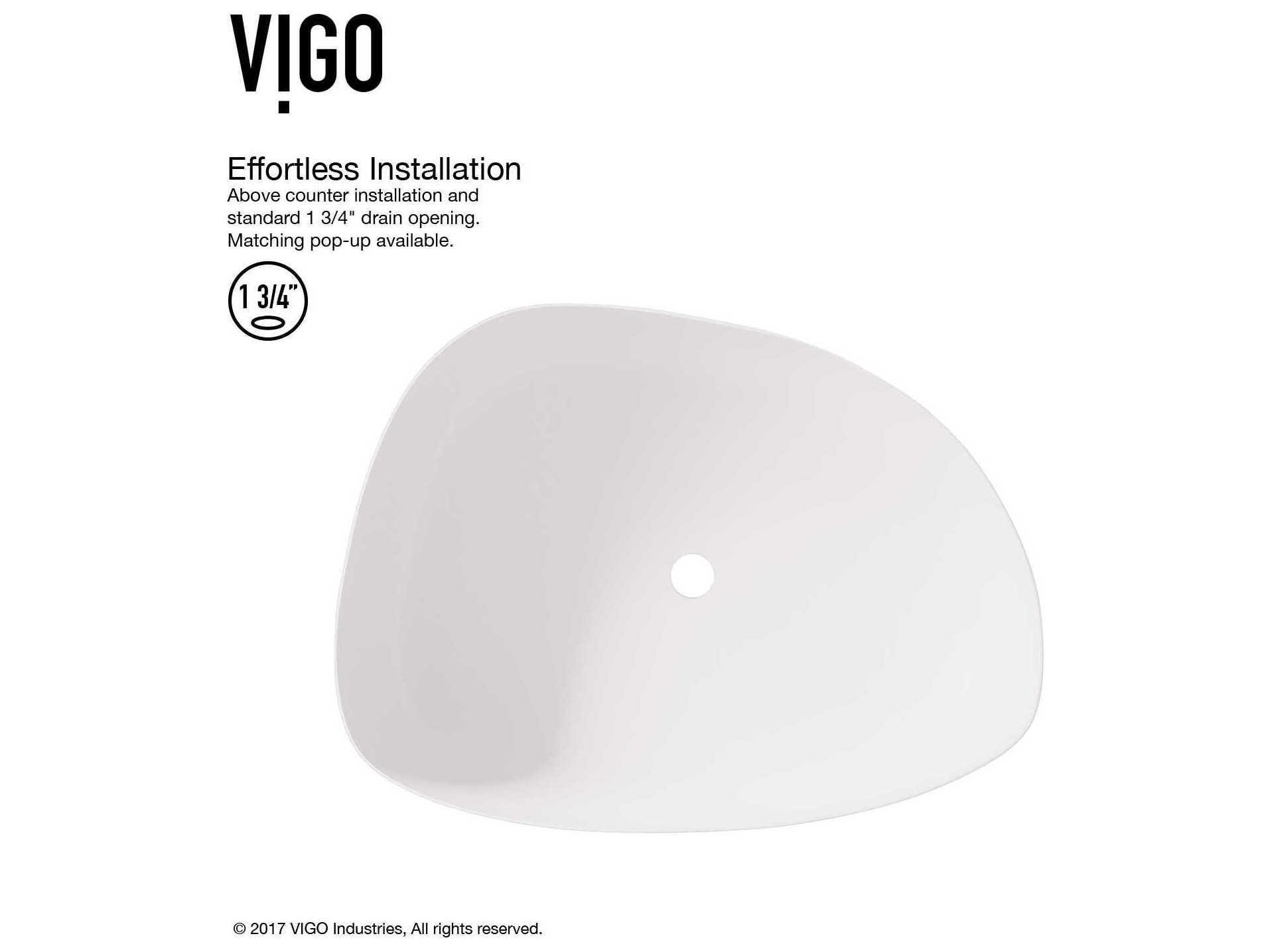 Vigo Peony Matte White 20" Irregular Oval Vessel Bathroom Sink