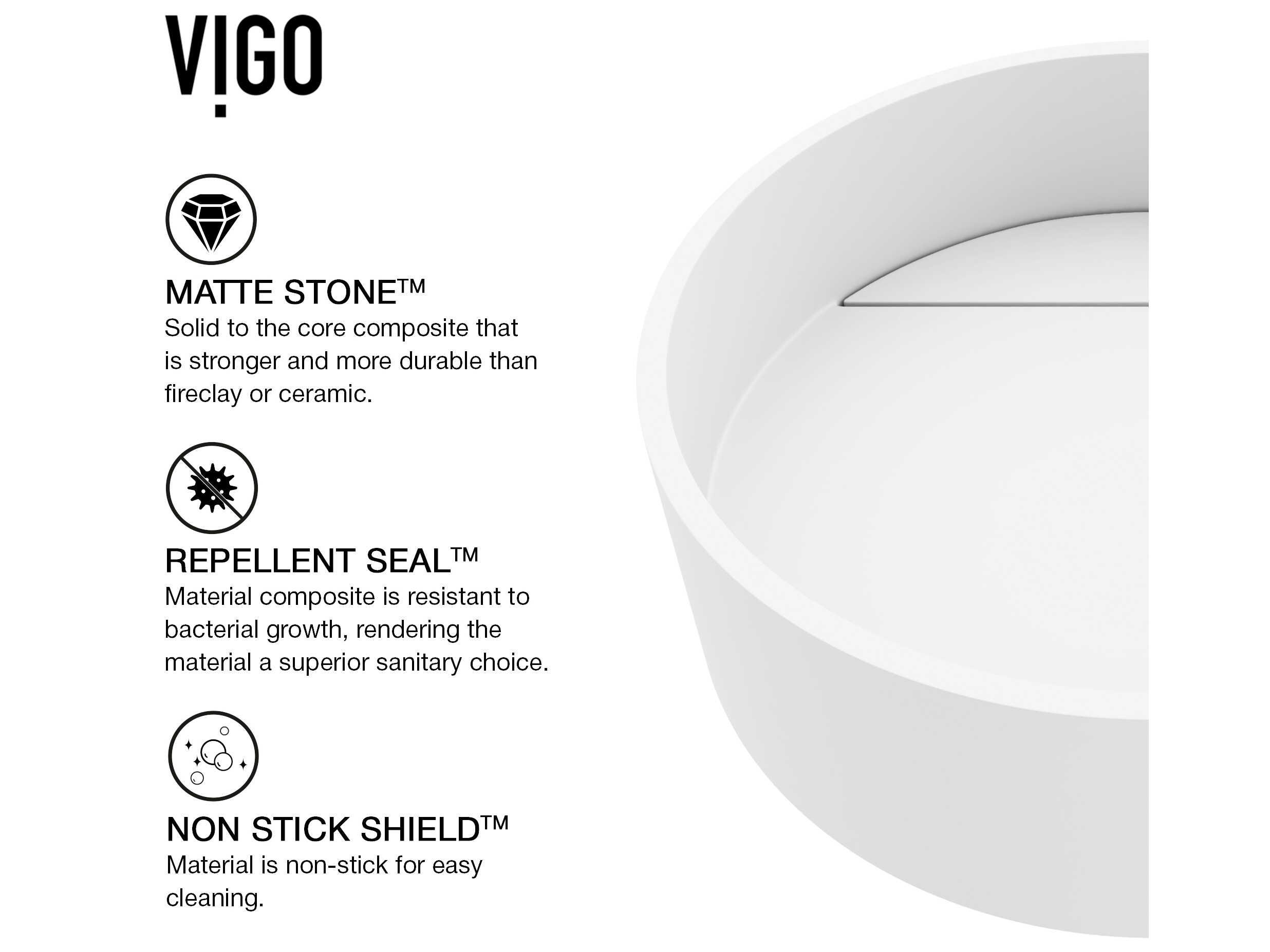 Vigo Montauk Matte Stone Round Vessel Bathroom Sink