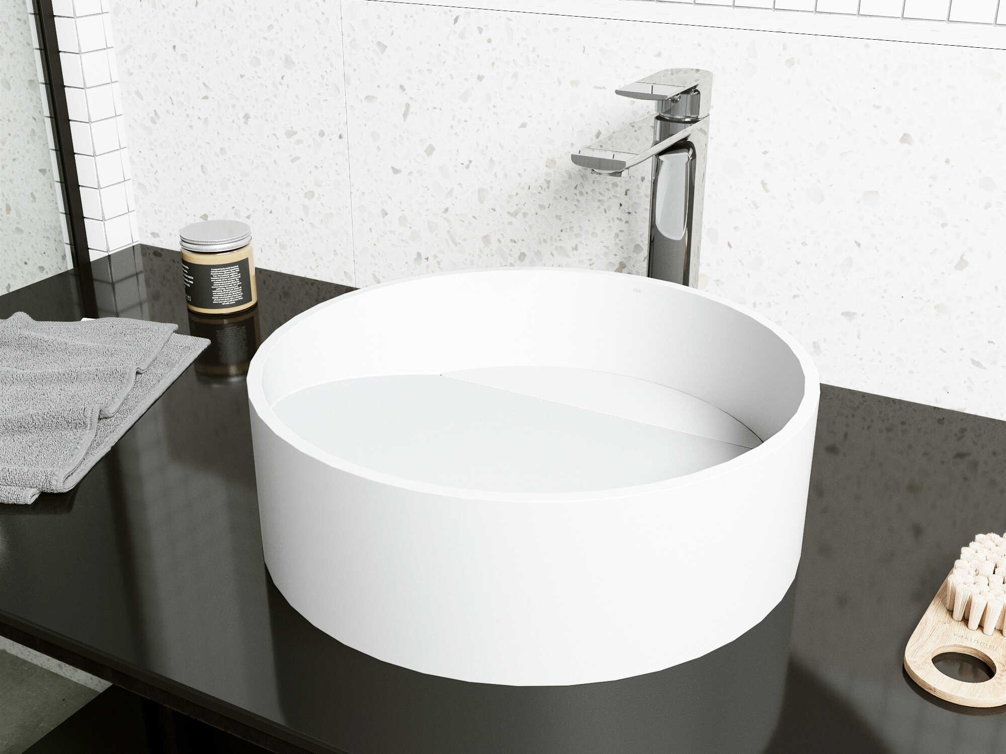 Vigo Starr Matte Stone Round Vessel Bathroom Sink
