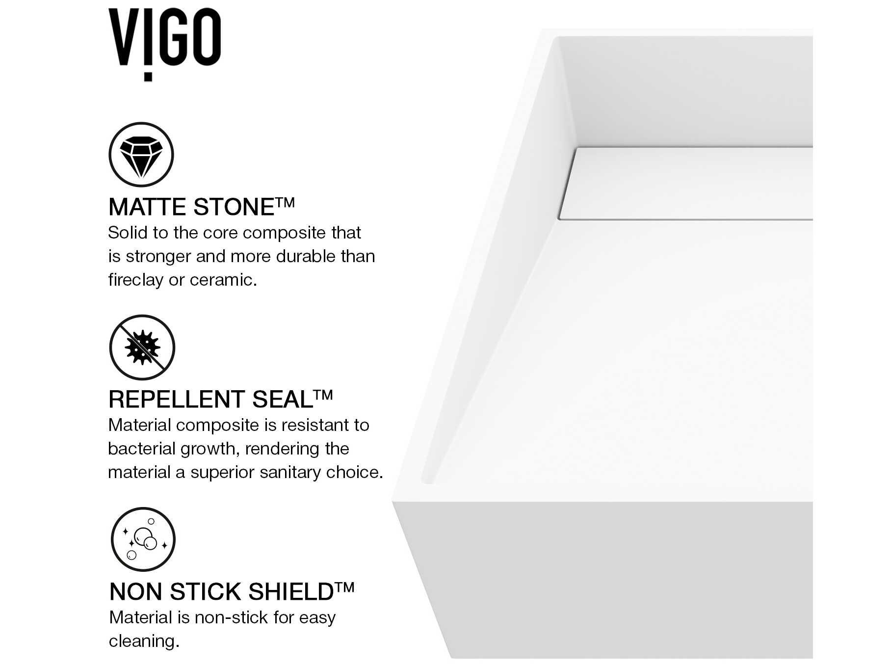 Vigo Starr Matte Stone Square Vessel Bathroom Sink