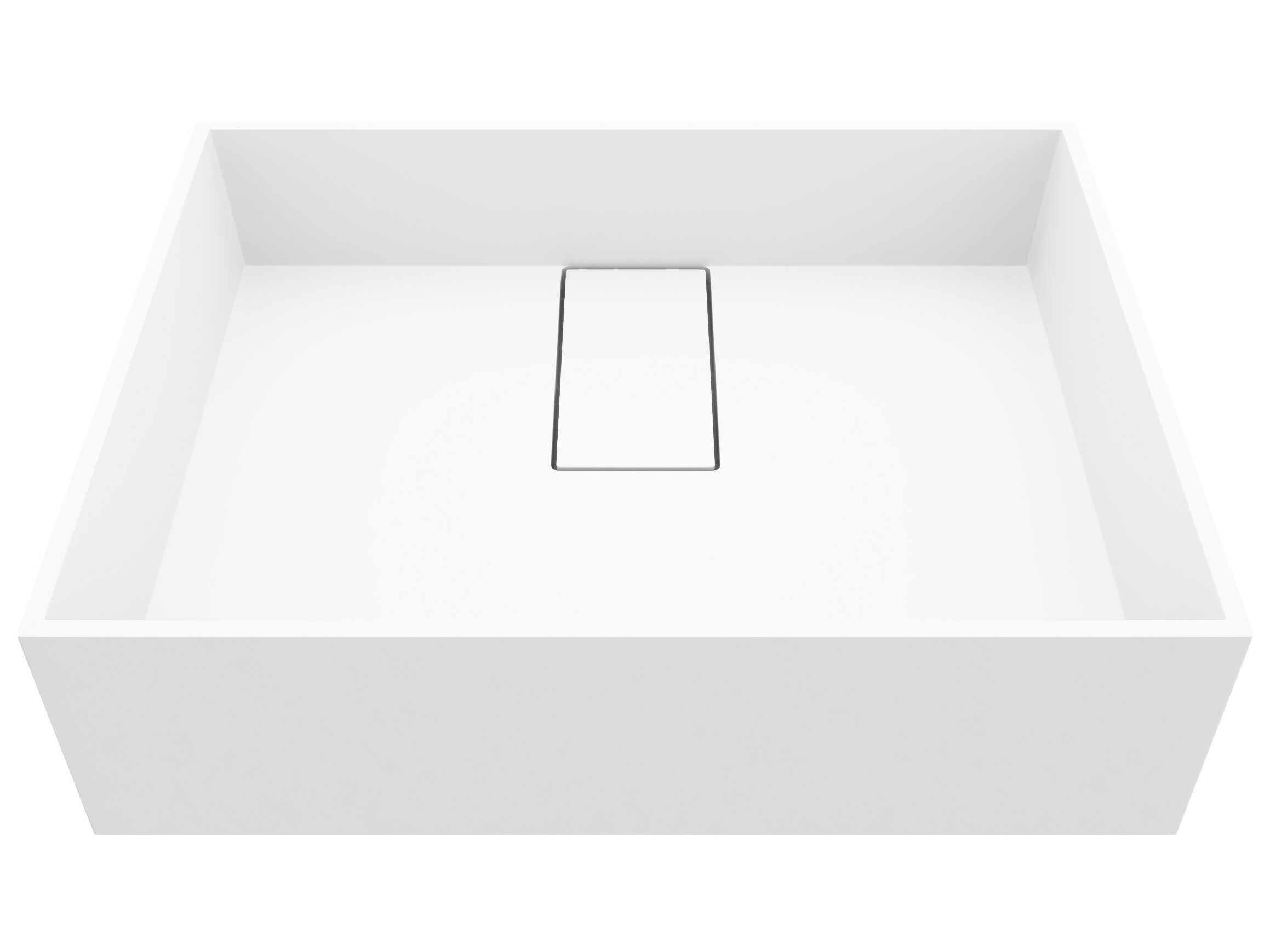 Vigo Bryant Modern White Matte Stone Rectangular Vessel Bathroom Sink