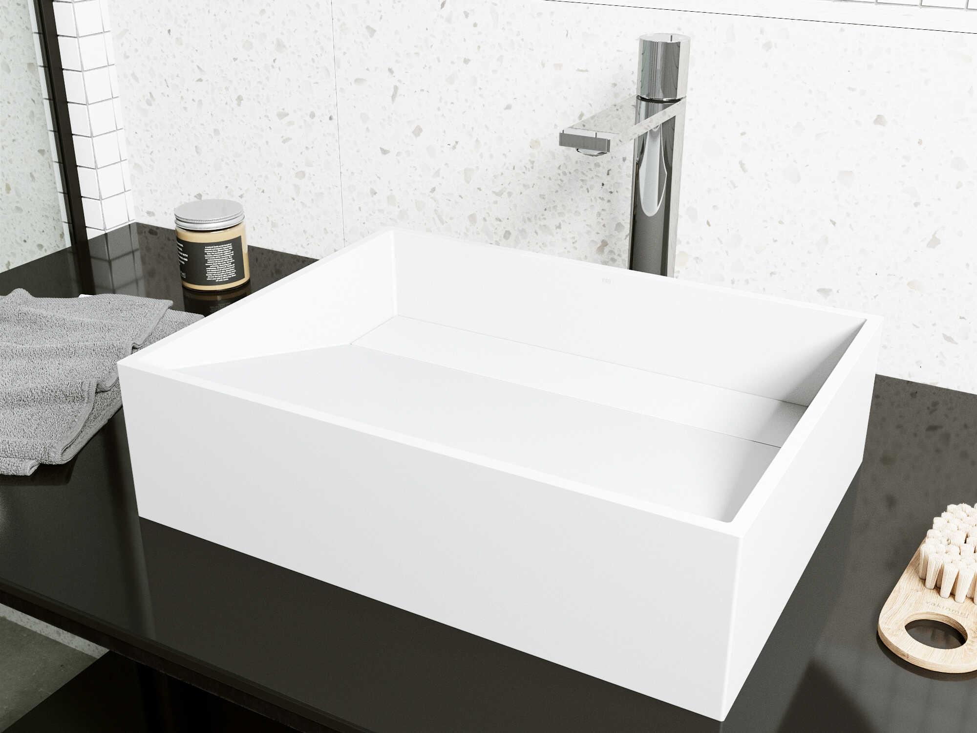 Vigo Starr Matte Stone Rectangular Vessel Bathroom Sink