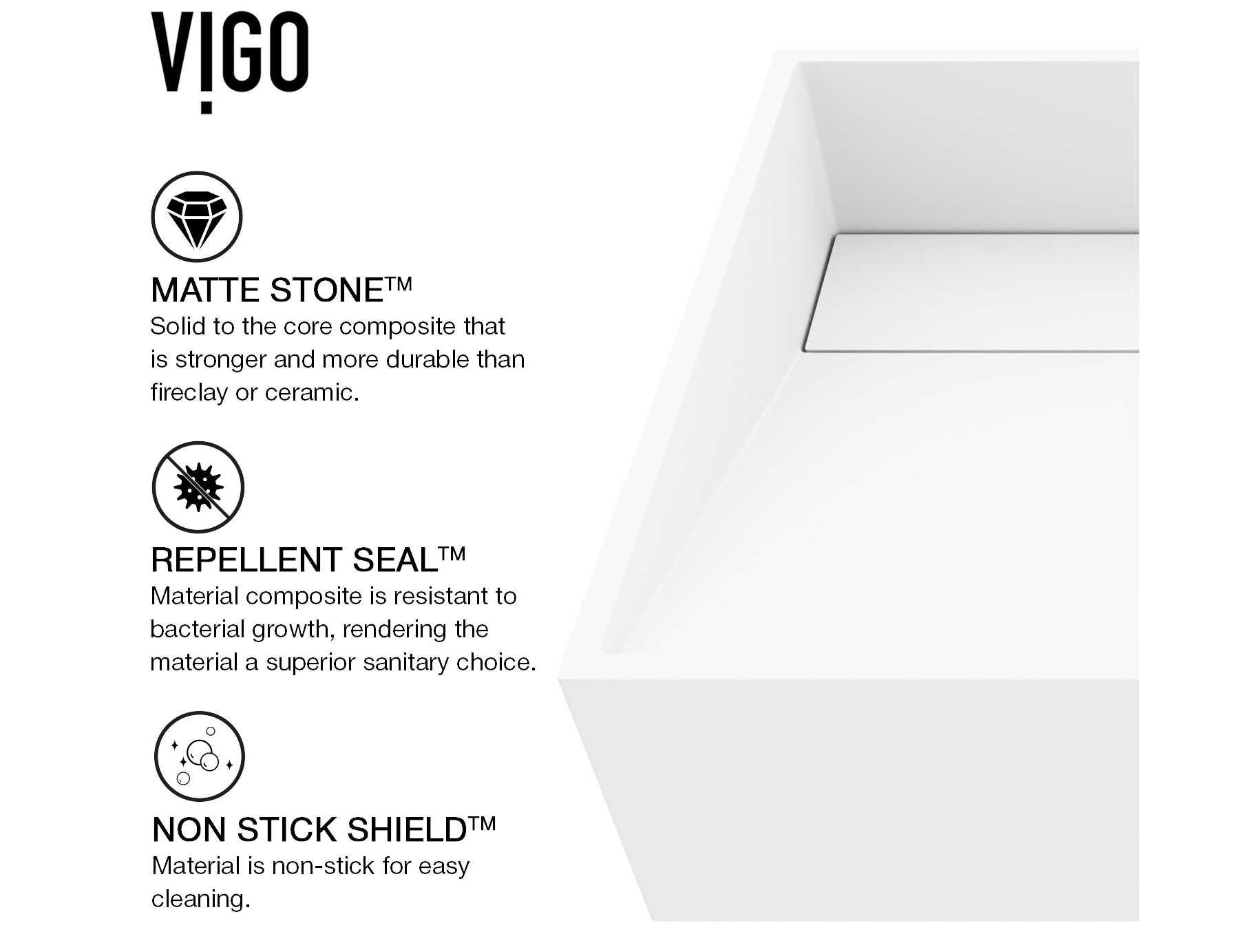 Vigo Starr Matte Stone Rectangular Vessel Bathroom Sink